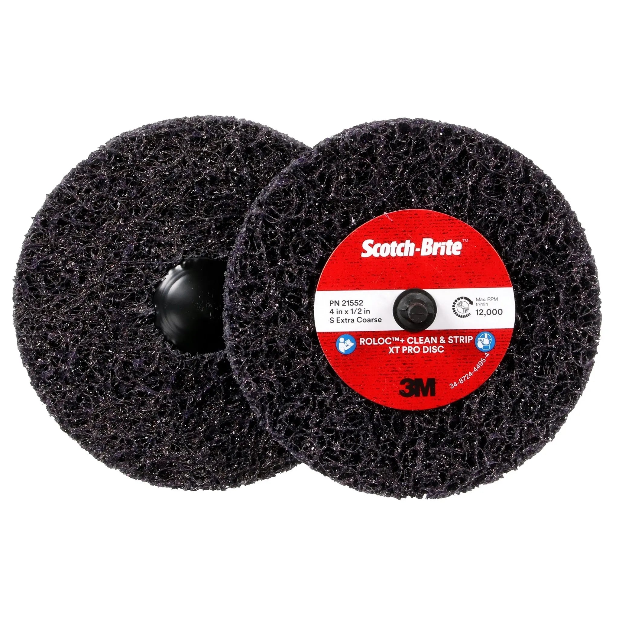 3M Scotch-Brite 7100173794 Roloc+ Clean and Strip XT Pro Disc, Extra Coarse Silicon Carbide, XO-ZR+, TR+, Purple, 4 in x 1/2 in, Case of 10
