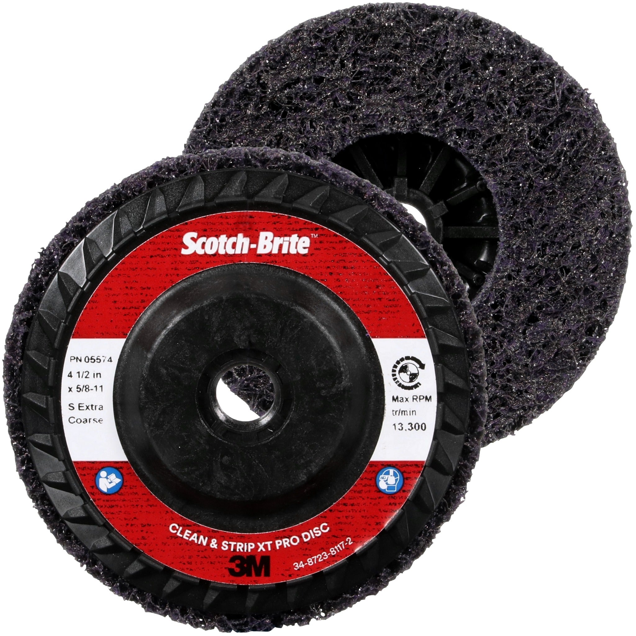 3M Scotch-Brite 7100175252/7466 Clean and Strip XT Pro Disc, XO-DC, Silicon Carbide Extra Coarse, 4-1/2 in x 5/8"-11, Type 27, Main Image
