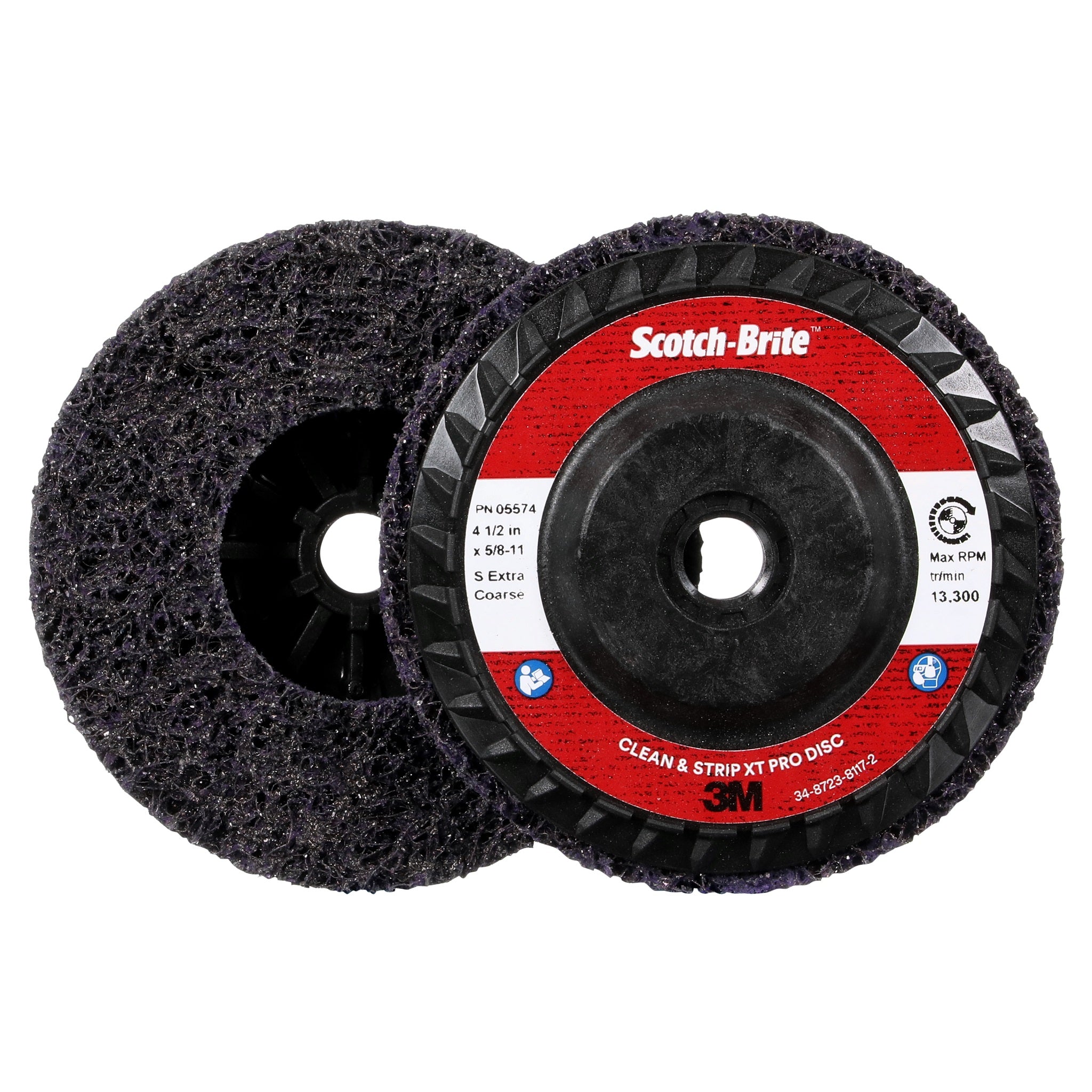 3M Scotch-Brite 7100175252/7466 Clean and Strip XT Pro Disc, XO-DC, Silicon Carbide Extra Coarse, 4-1/2 in x 5/8"-11, Type 27, Mixed Center