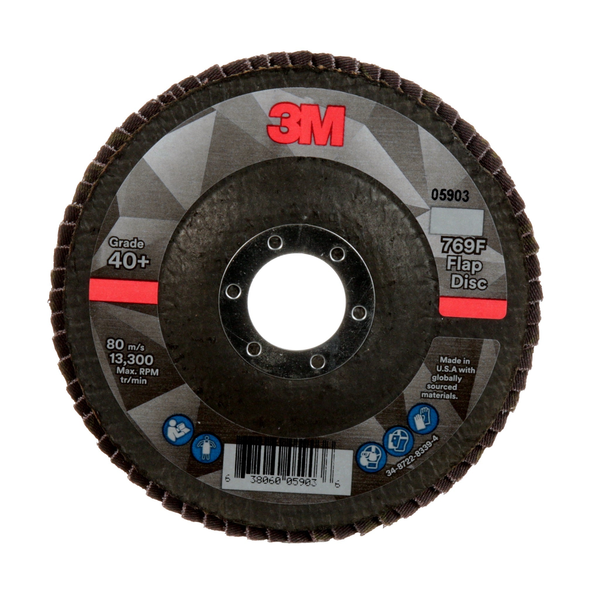 3M 7100177446/769F Flap Disc, 40+, T27, 4-1/2 in x 7/8 in