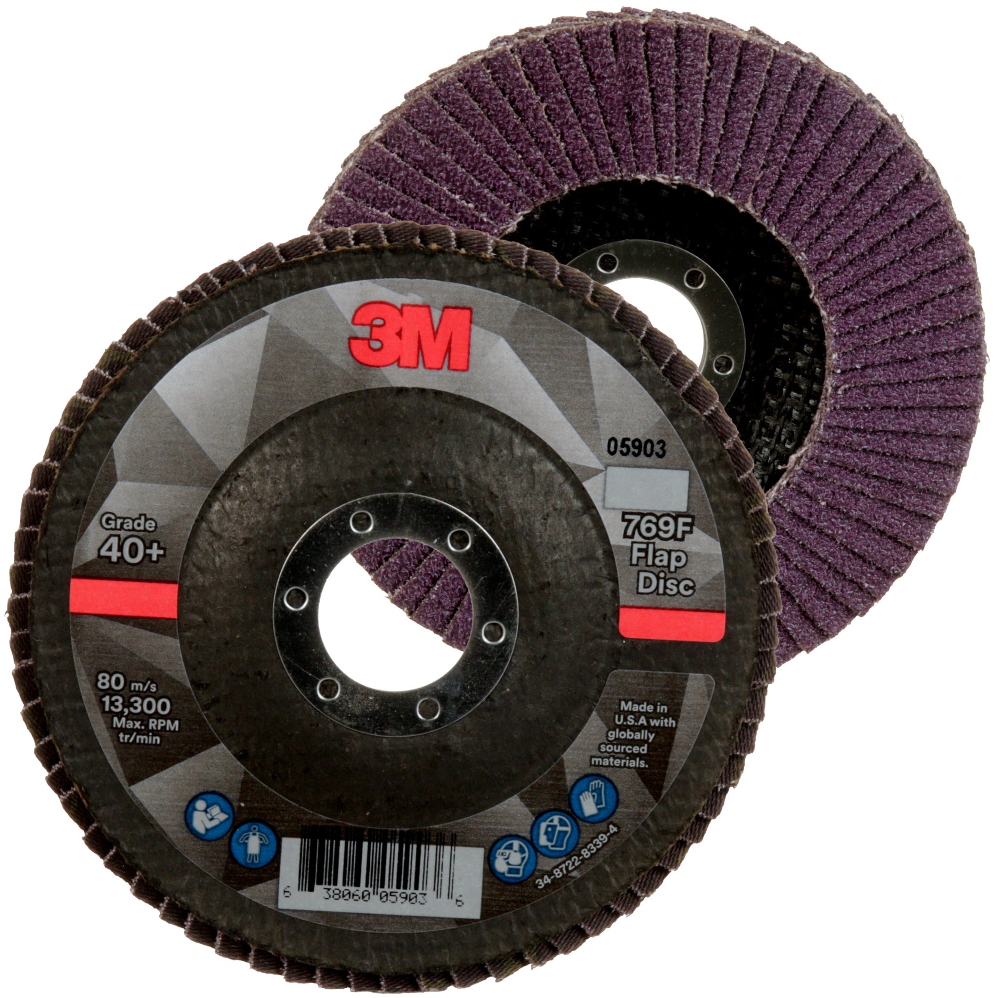 3M 7100177446/769F Flap Disc, 40+, T27, 4-1/2 in x 7/8 in, Main Image