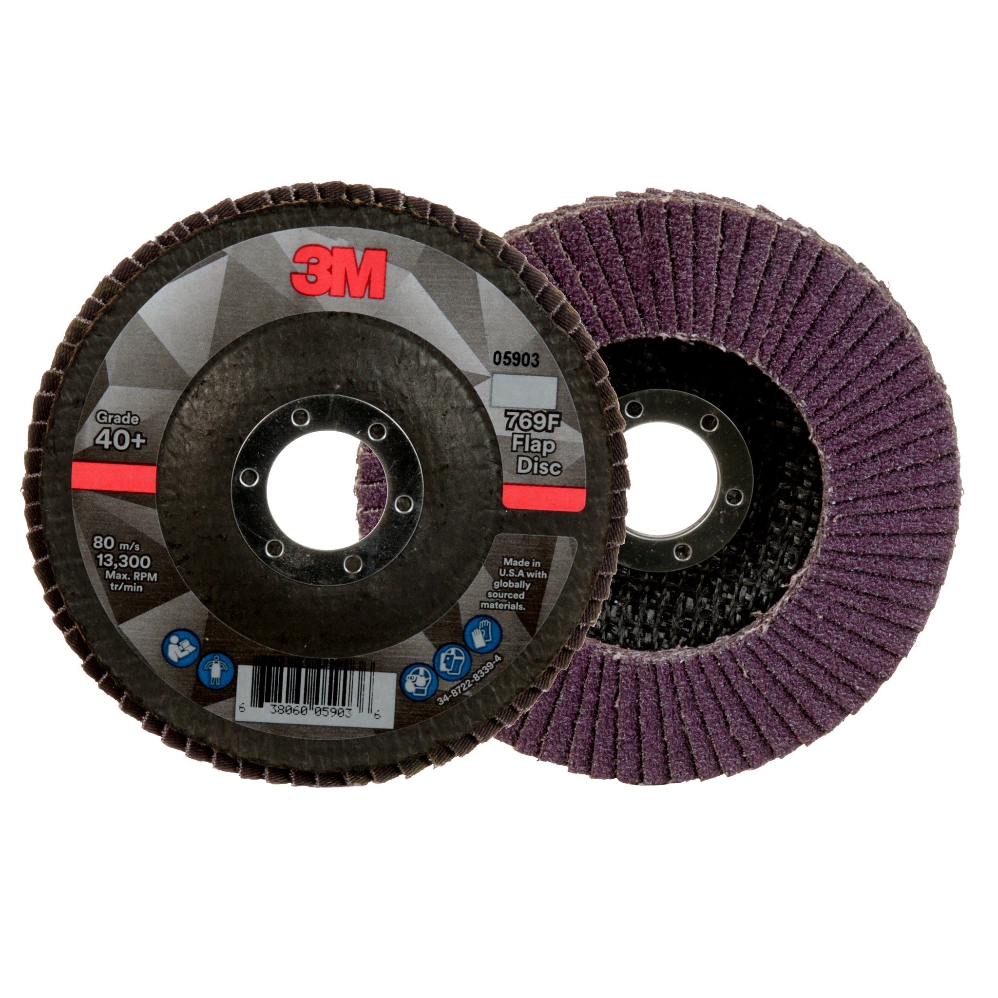 3M 7100177446/769F Flap Disc, 40+, T27, 4-1/2 in x 7/8 in