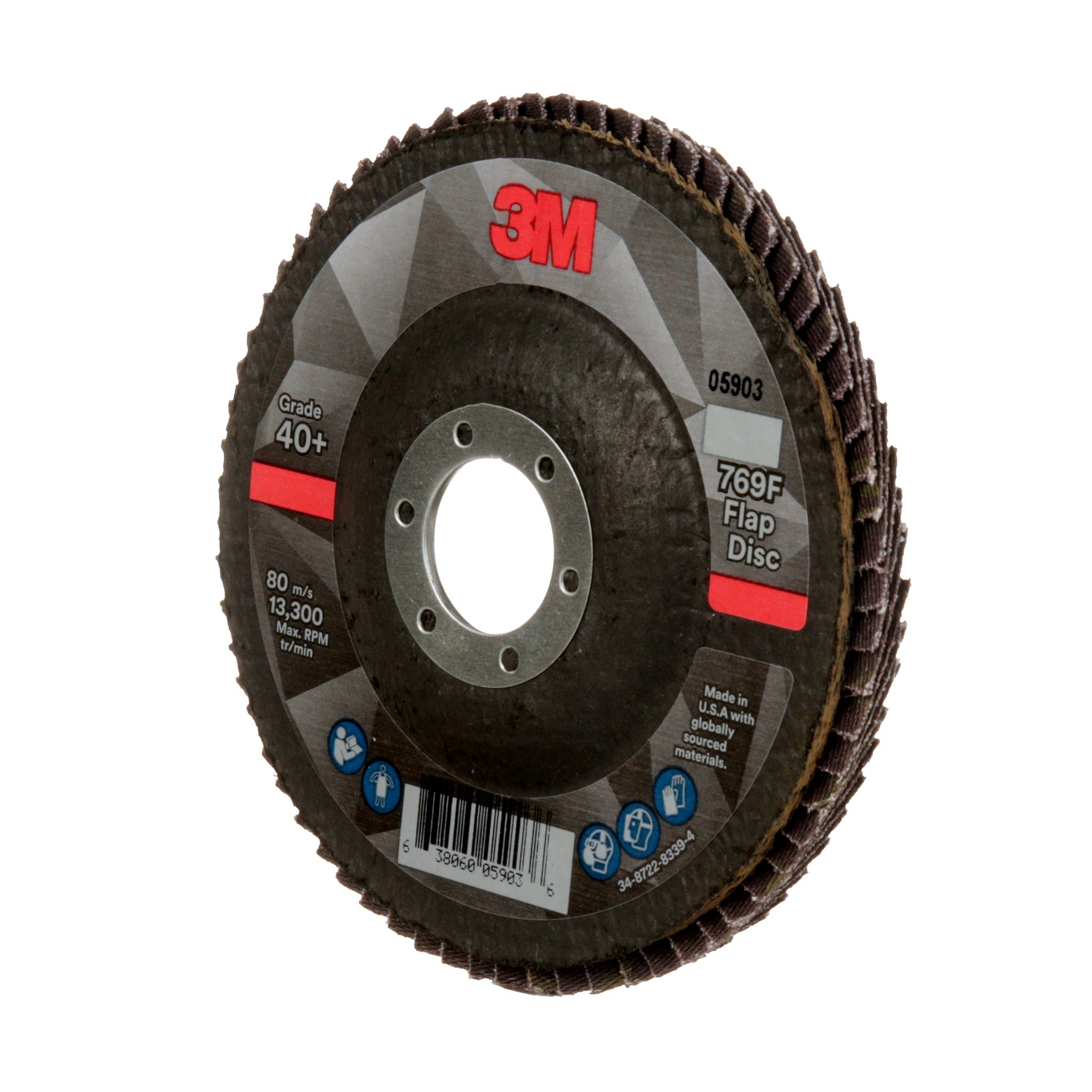 3M 7100177446/769F Flap Disc, 40+, T27, 4-1/2 in x 7/8 in