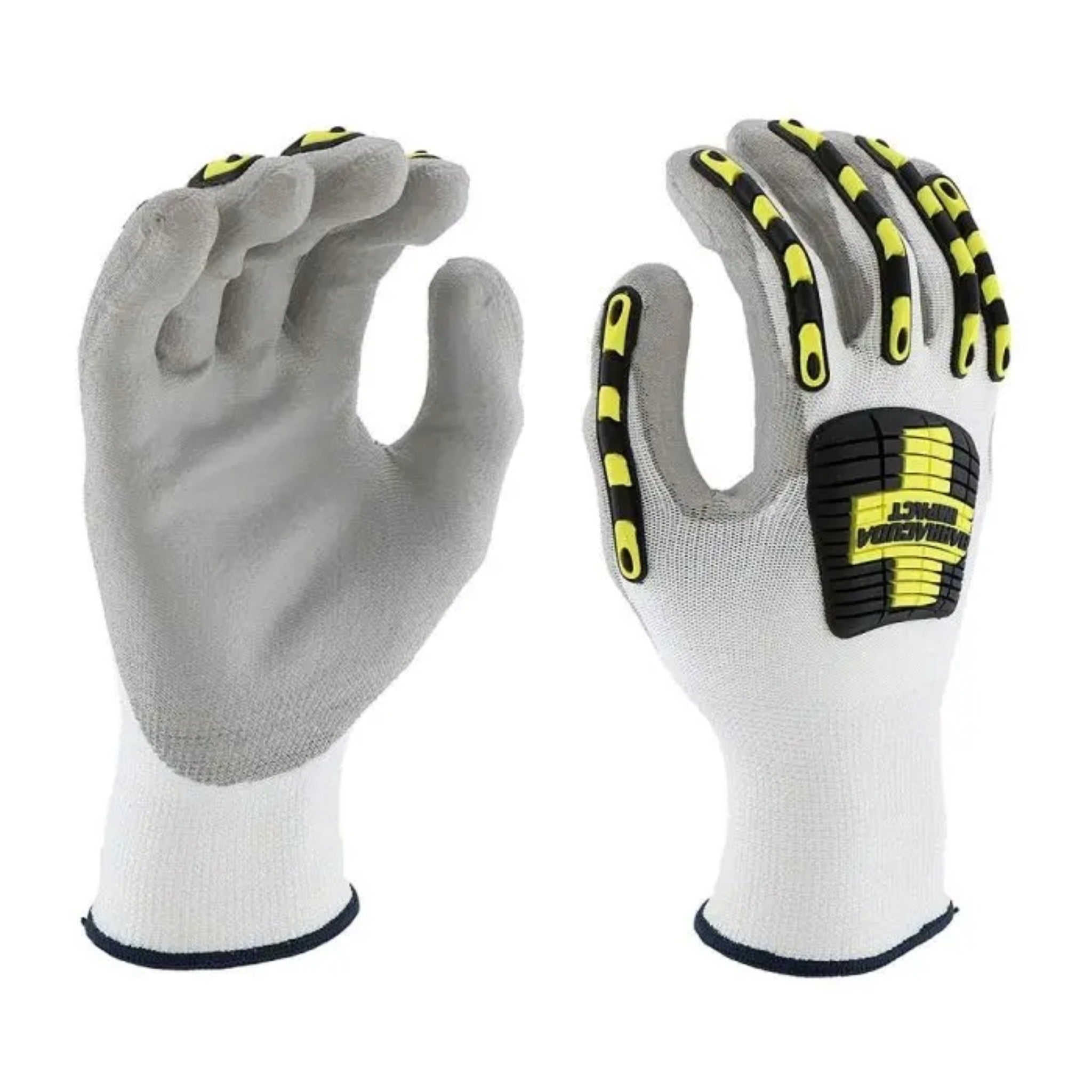 PIP Barracuda 713HGWUB Seamless Knit HPPE Blended Glove with Impact Protection and Polyurethane Coated Palm and Fingers, White, 1 Pair