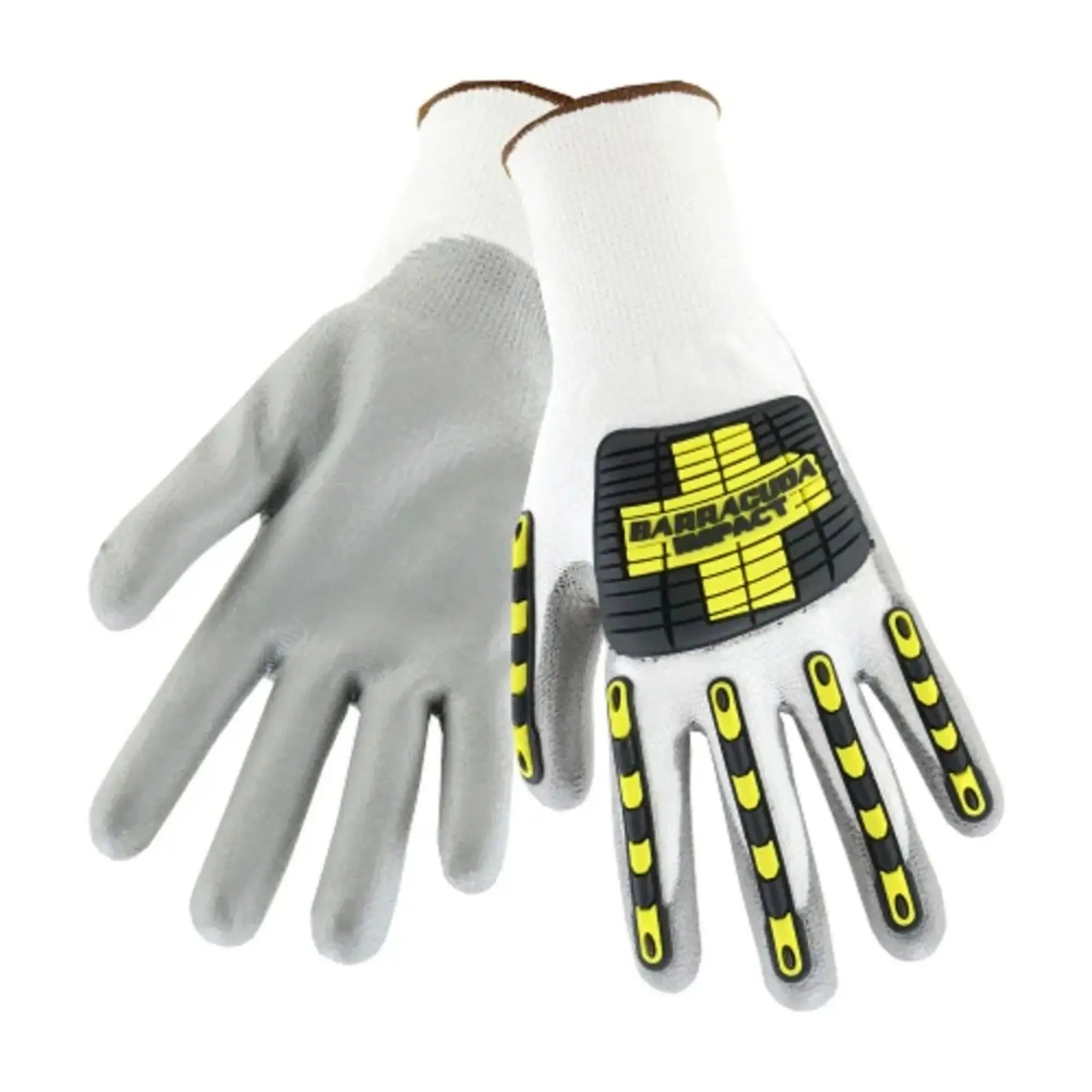 PIP Barracuda 713HGWUB Seamless Knit HPPE Blended Glove with Impact Protection and Polyurethane Coated Palm and Fingers, White, 1 Pair