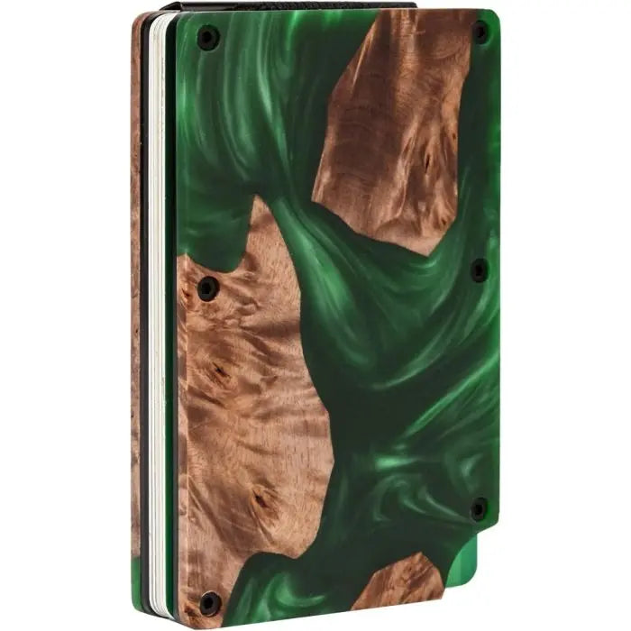 RIGYRIVR Men's Wood & Resin Slim Wallet