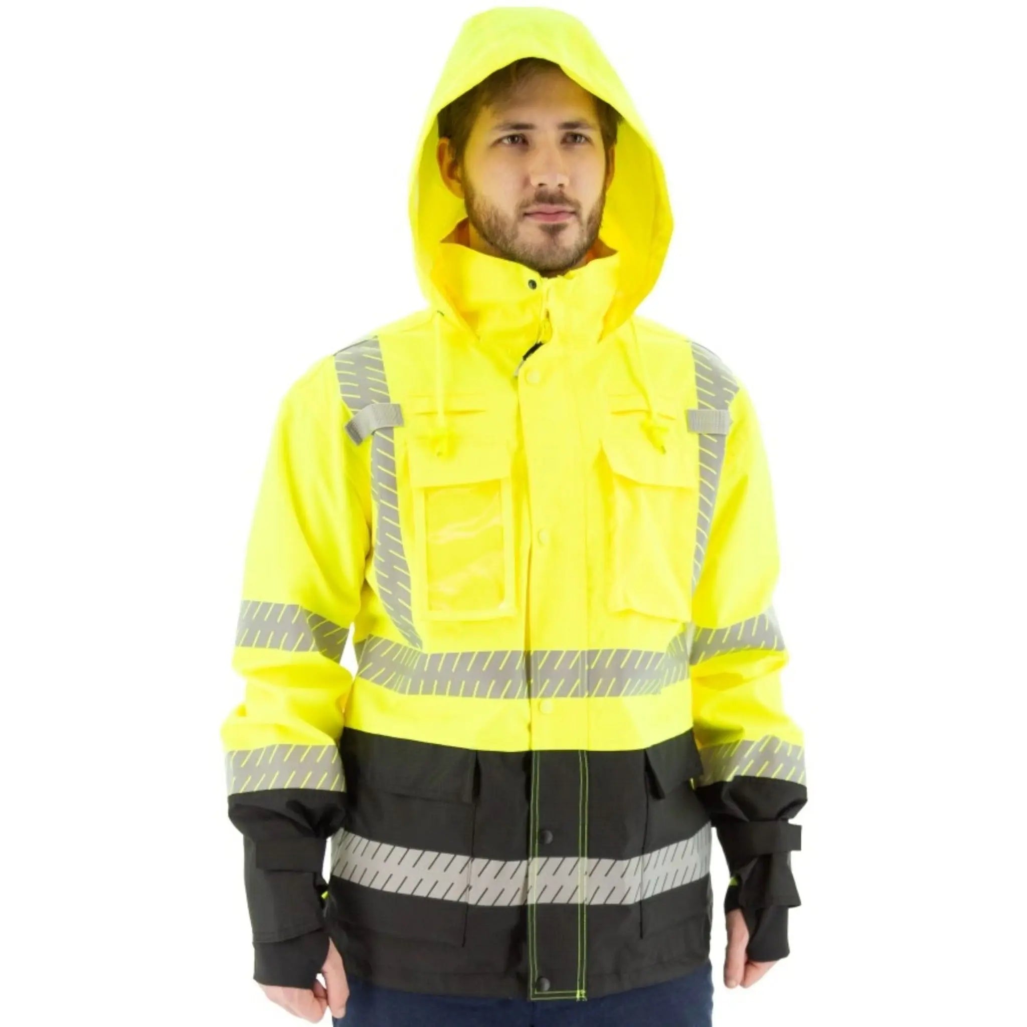 MAJESTIC GLOVE 75-1309 High Visibility Waterproof Parka with Mesh Liner, ANSI 3-Model-3