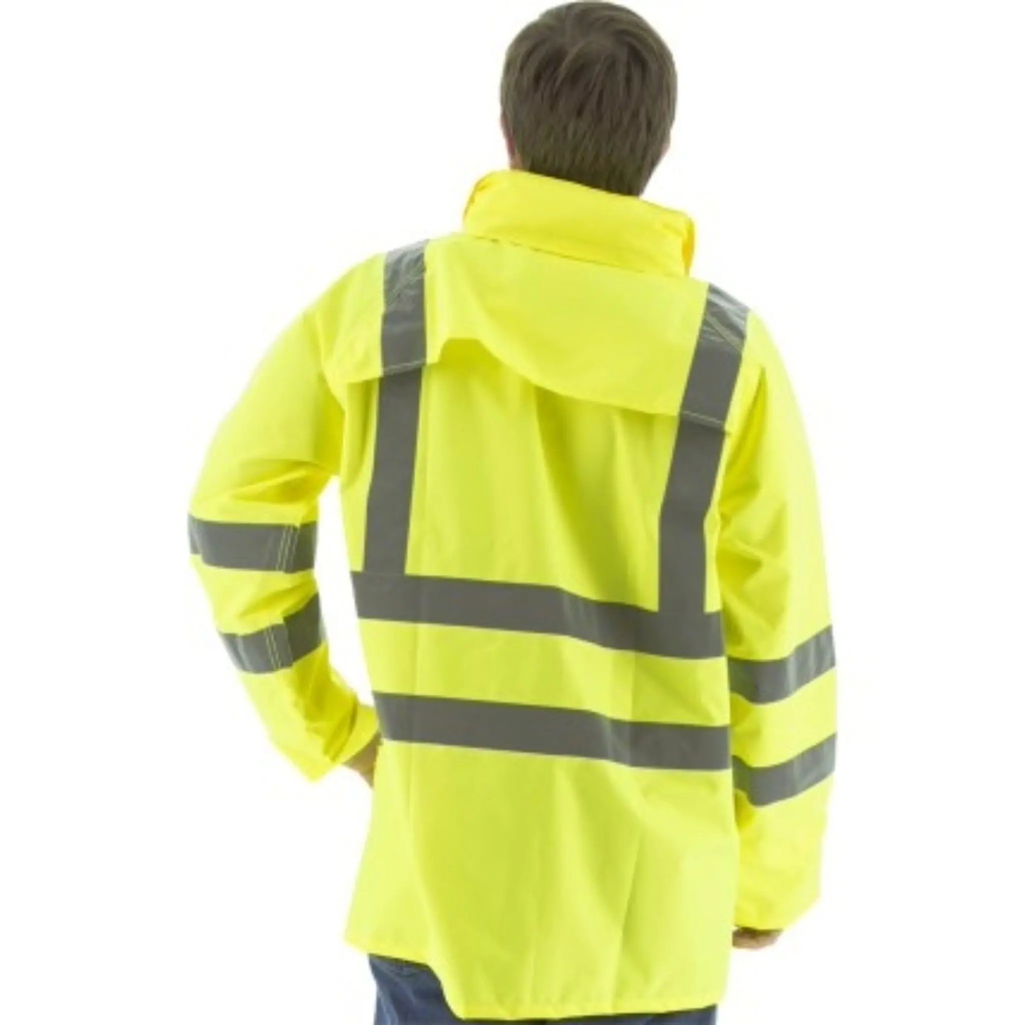 MAJESTIC GLOVE 75-1351 High Visibility Waterproof Rain Jacket, ANSI 3, R-Back-Image