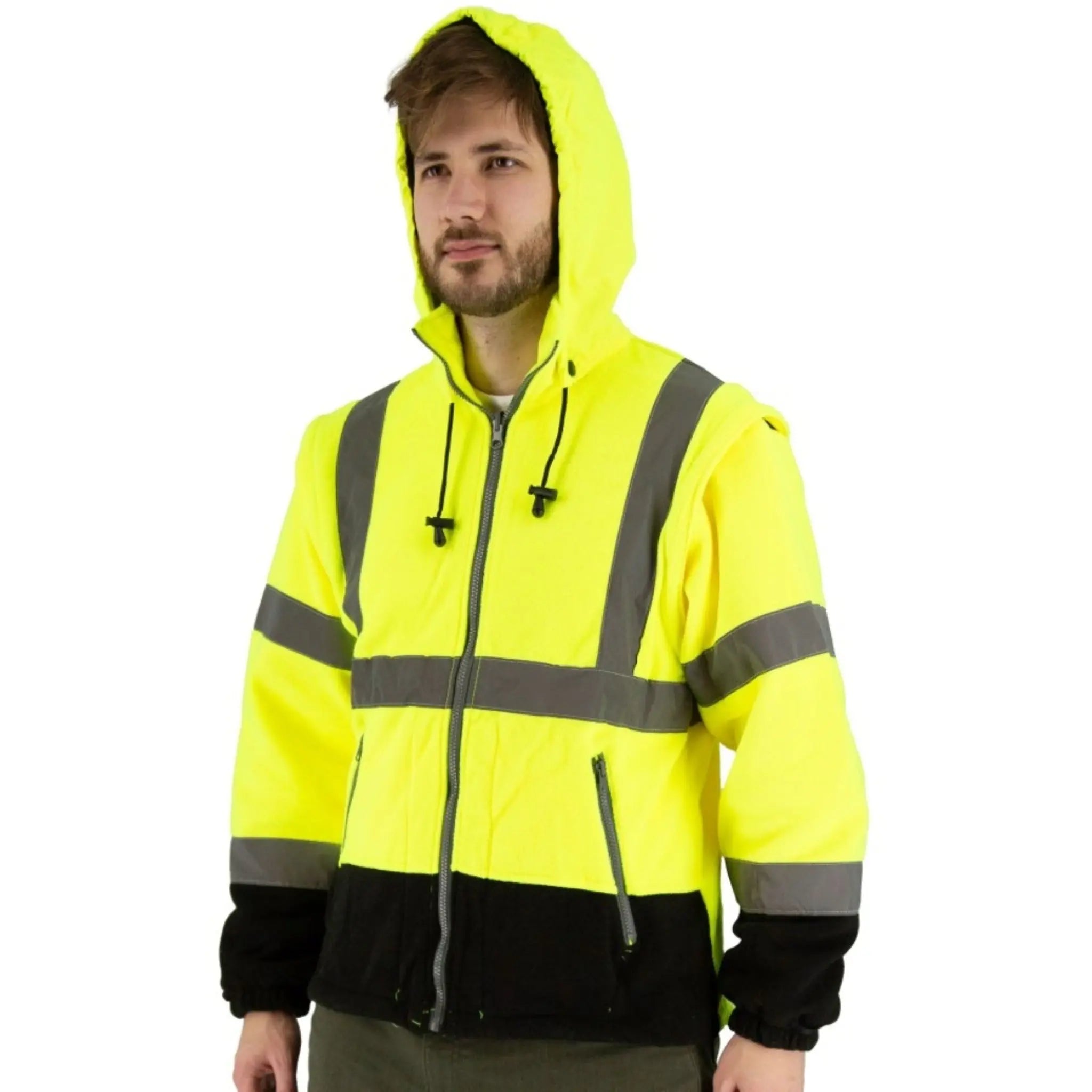 MAJESTIC GLOVE 75-1383 High Visibility 8-in-1 Waterproof Jacket with High Visibility Liner-Hood