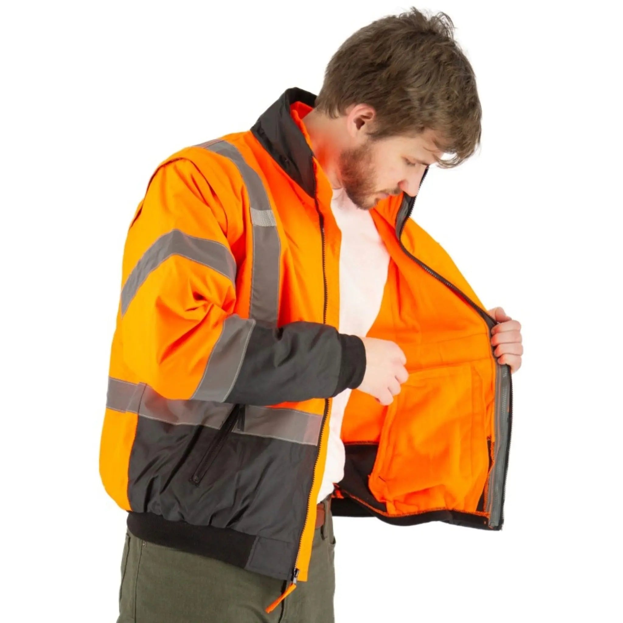 MAJESTIC GLOVE 75-138 High Visibility 8-in-1 Waterproof Jacket with High Visibility Liner-Side