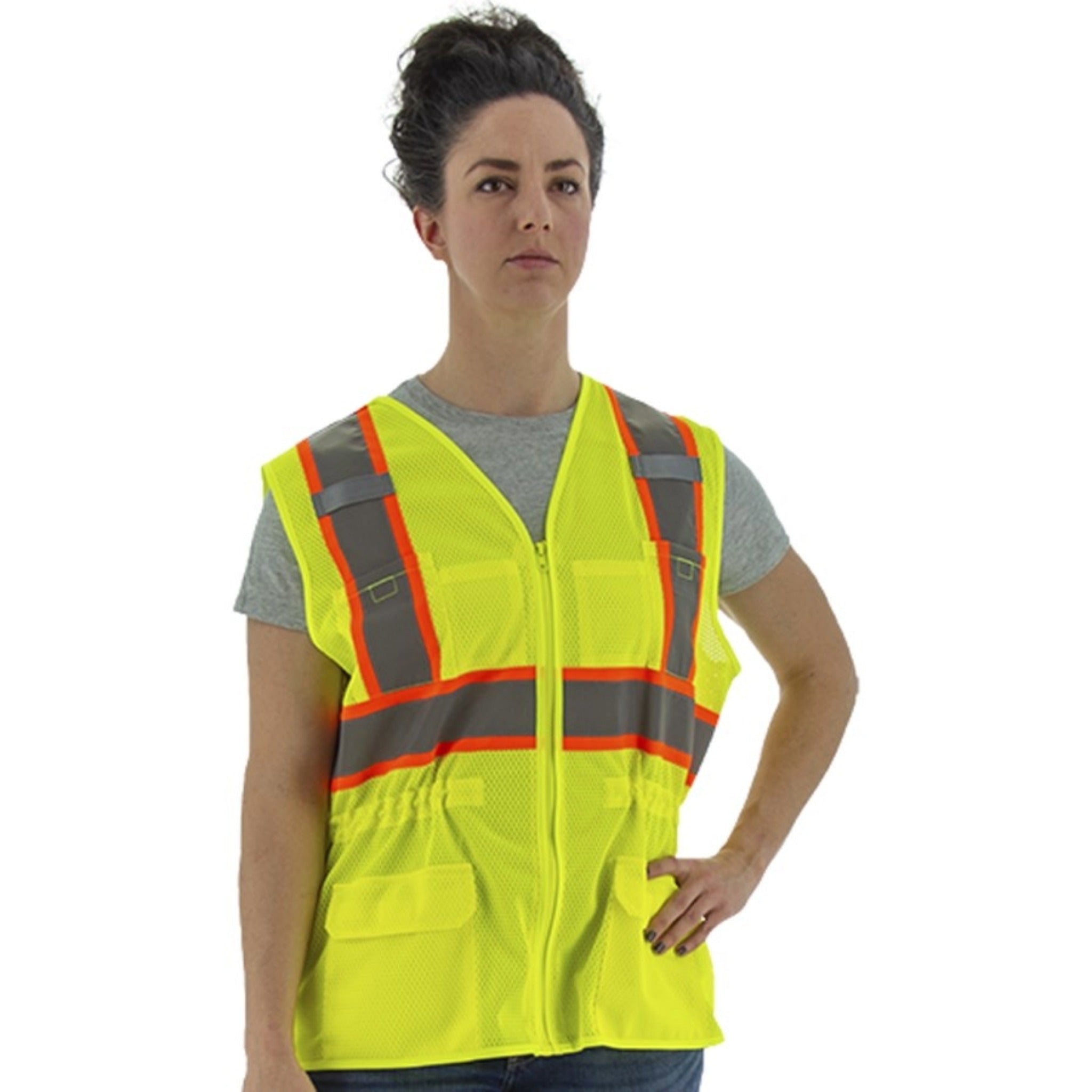 MAJESTIC GLOVE 75-3209W High Visibility Mesh Vest with DOT Striping-main-image