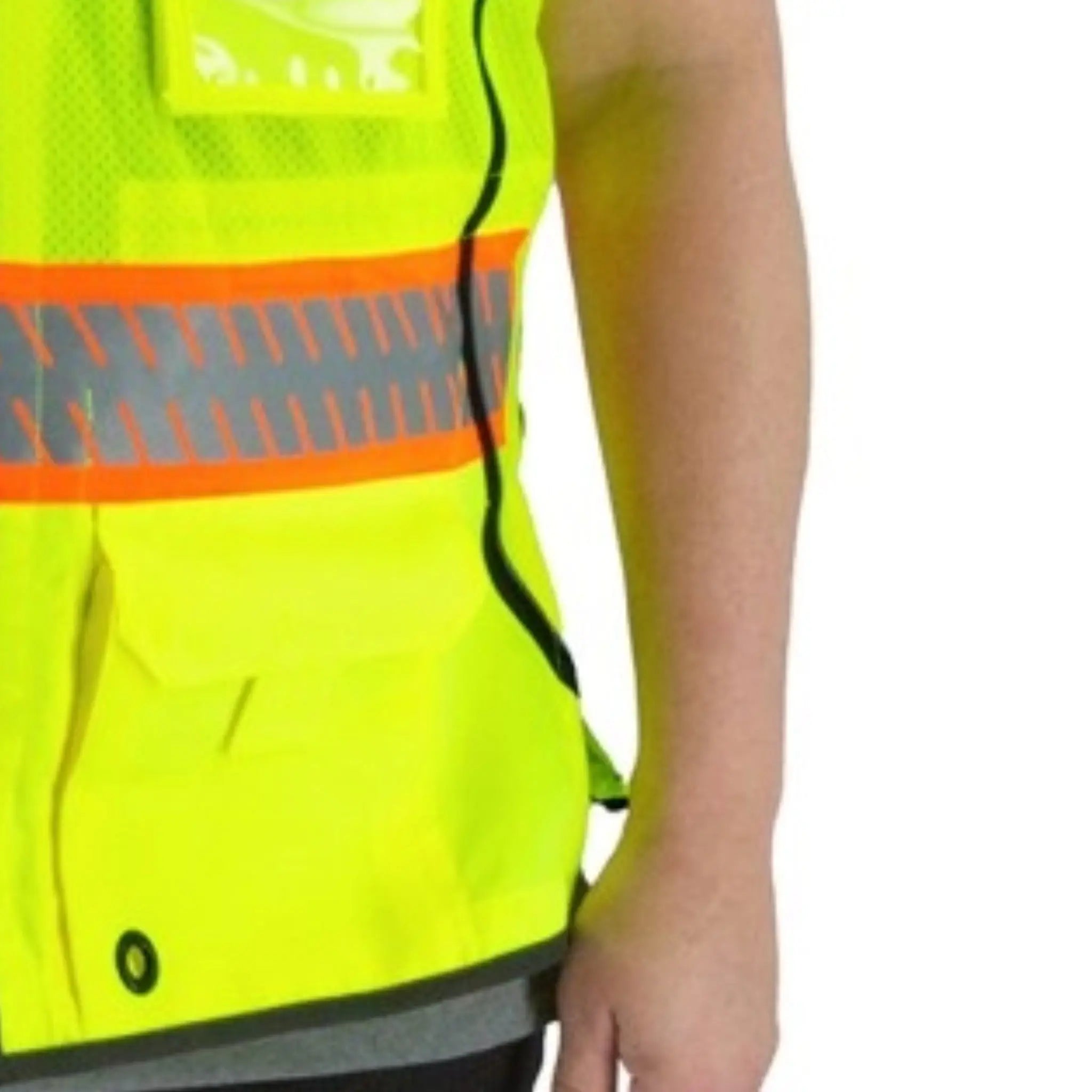MAJESTIC GLOVE 75-3239W High Visibility Mesh Vest with DOT Reflective Chainsaw Striping, ANSI 2, R, Hiviz Yellow, 1 Each