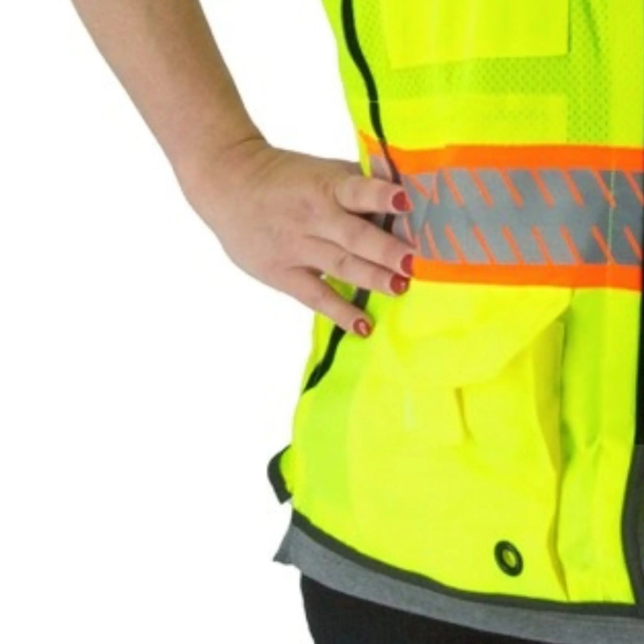 MAJESTIC GLOVE 75-3239W High Visibility Mesh Vest with DOT Reflective Chainsaw Striping, ANSI 2, R, Hiviz Yellow, 1 Each