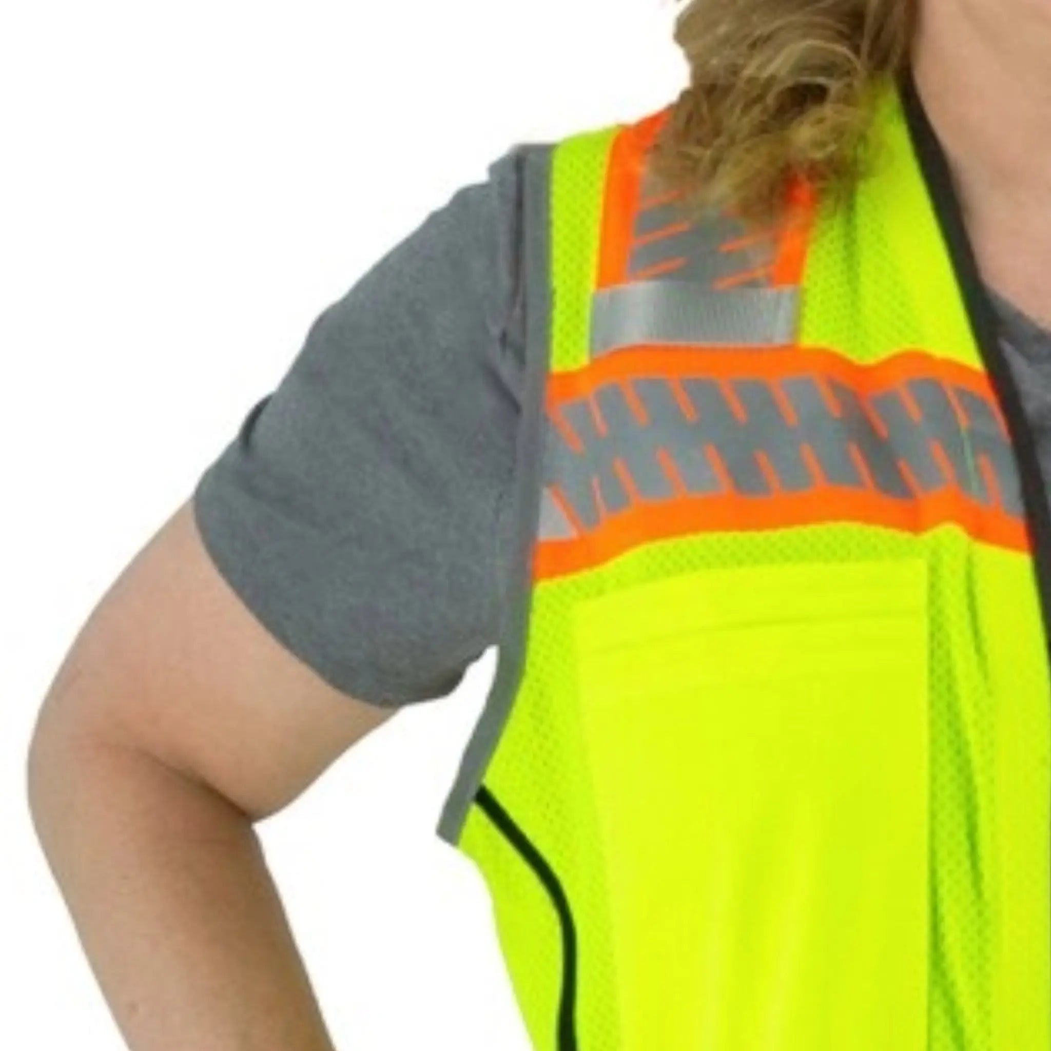 MAJESTIC GLOVE 75-3239W High Visibility Mesh Vest with DOT Reflective Chainsaw Striping, ANSI 2, R, Hiviz Yellow, 1 Each