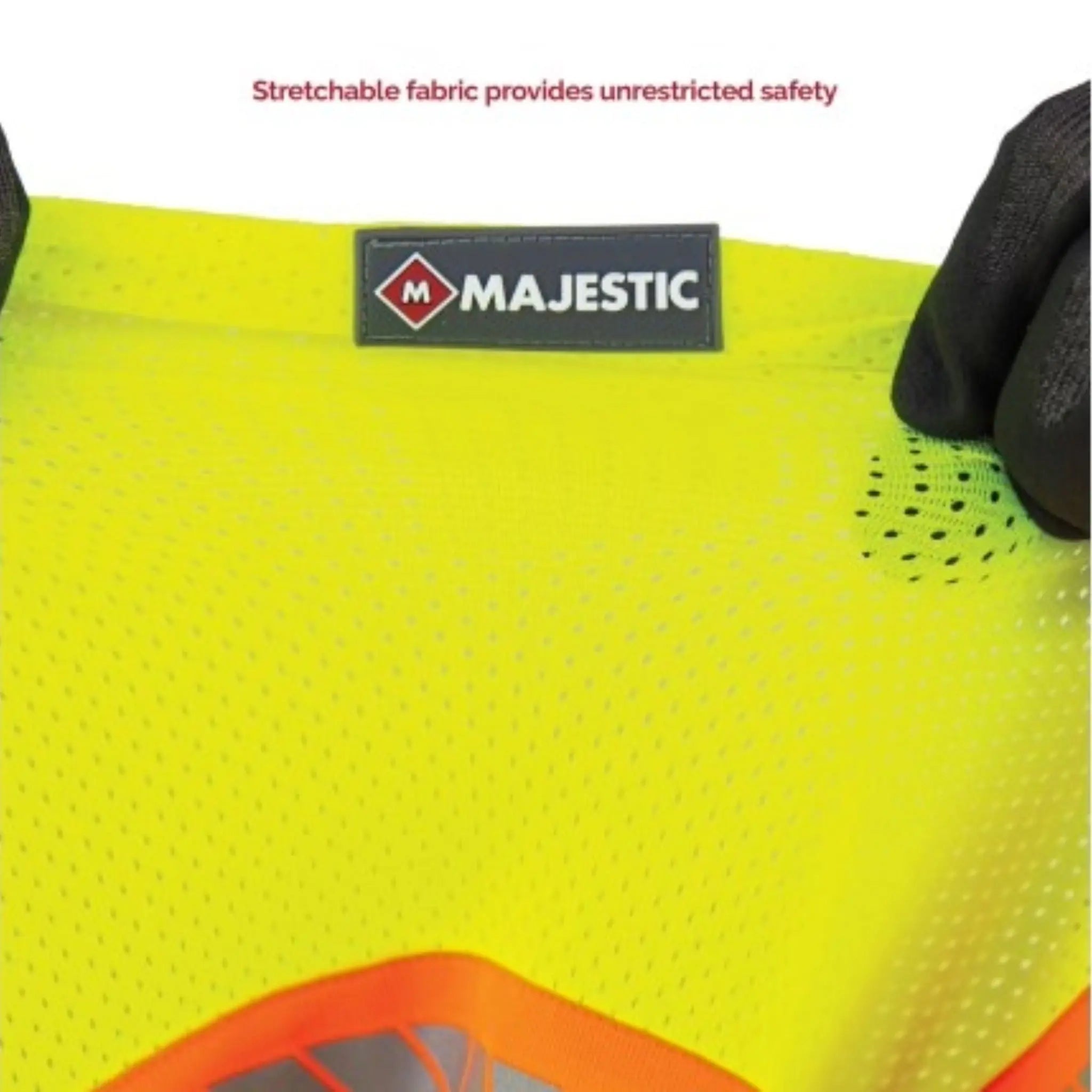 MAJESTIC GLOVE 75-3239W High Visibility Mesh Vest with DOT Reflective Chainsaw Striping, ANSI 2, R, Hiviz Yellow, 1 Each