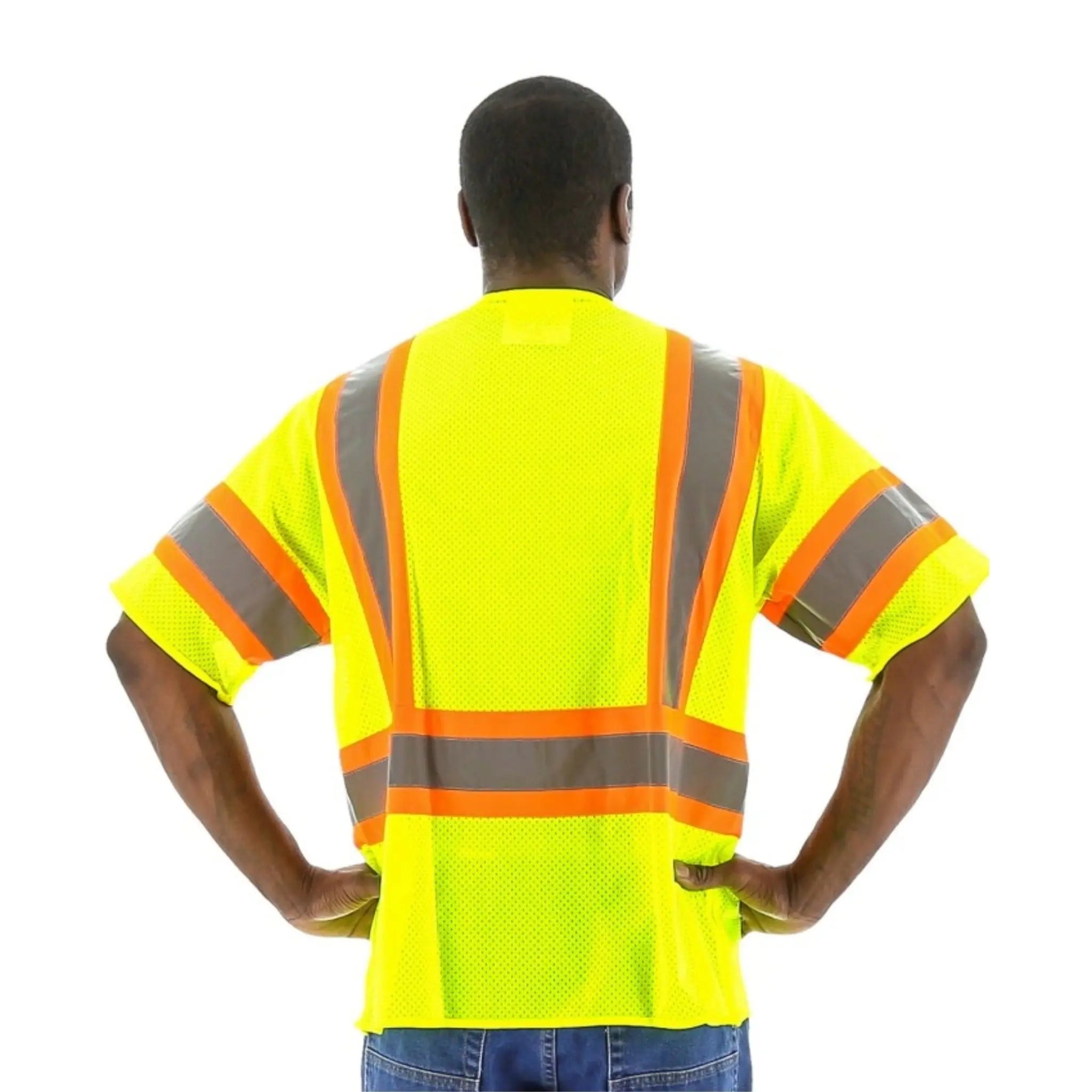 MAJESTIC GLOVE 75-3301 High Visibility Mesh Vest with DOT Striping, ANSI 3, R-back-2