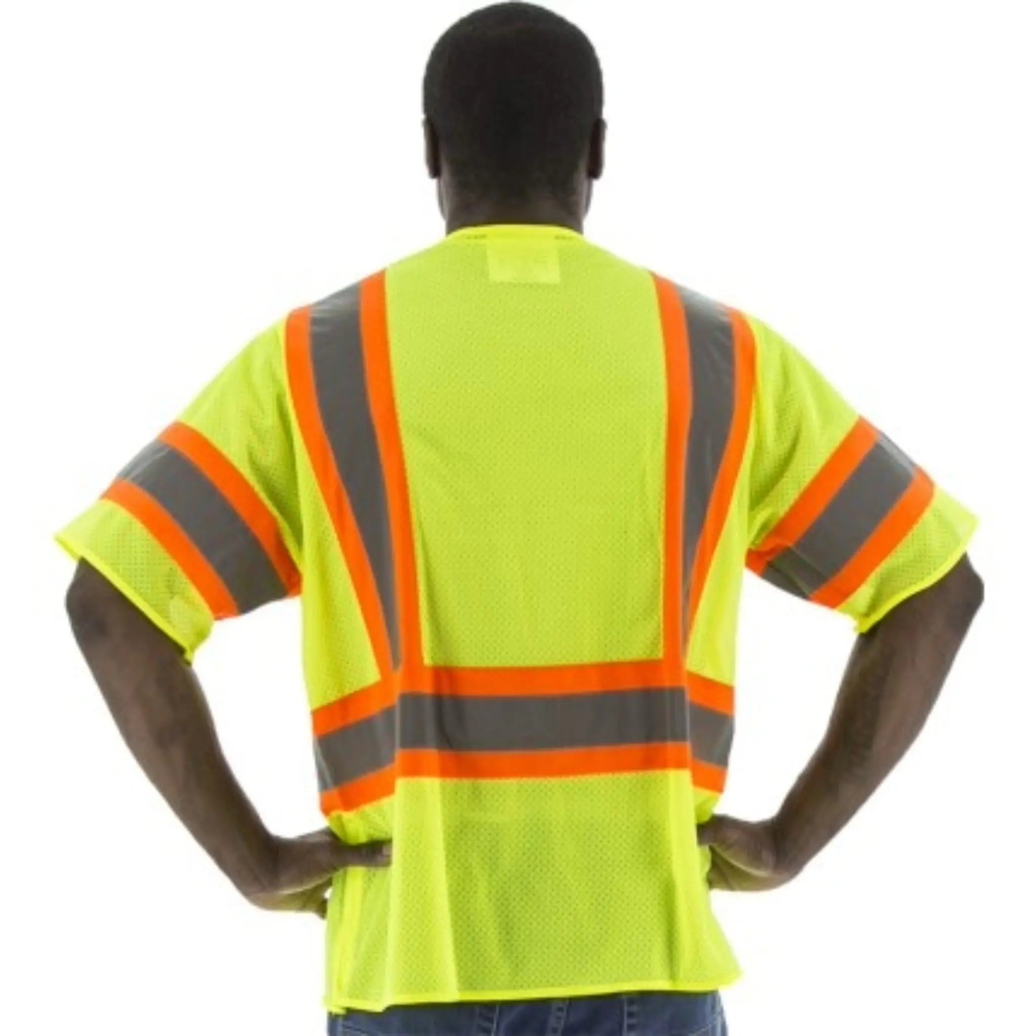 MAJESTIC GLOVE 75-3301 High Visibility Mesh Vest with DOT Striping, ANSI 3, R-Back-Image