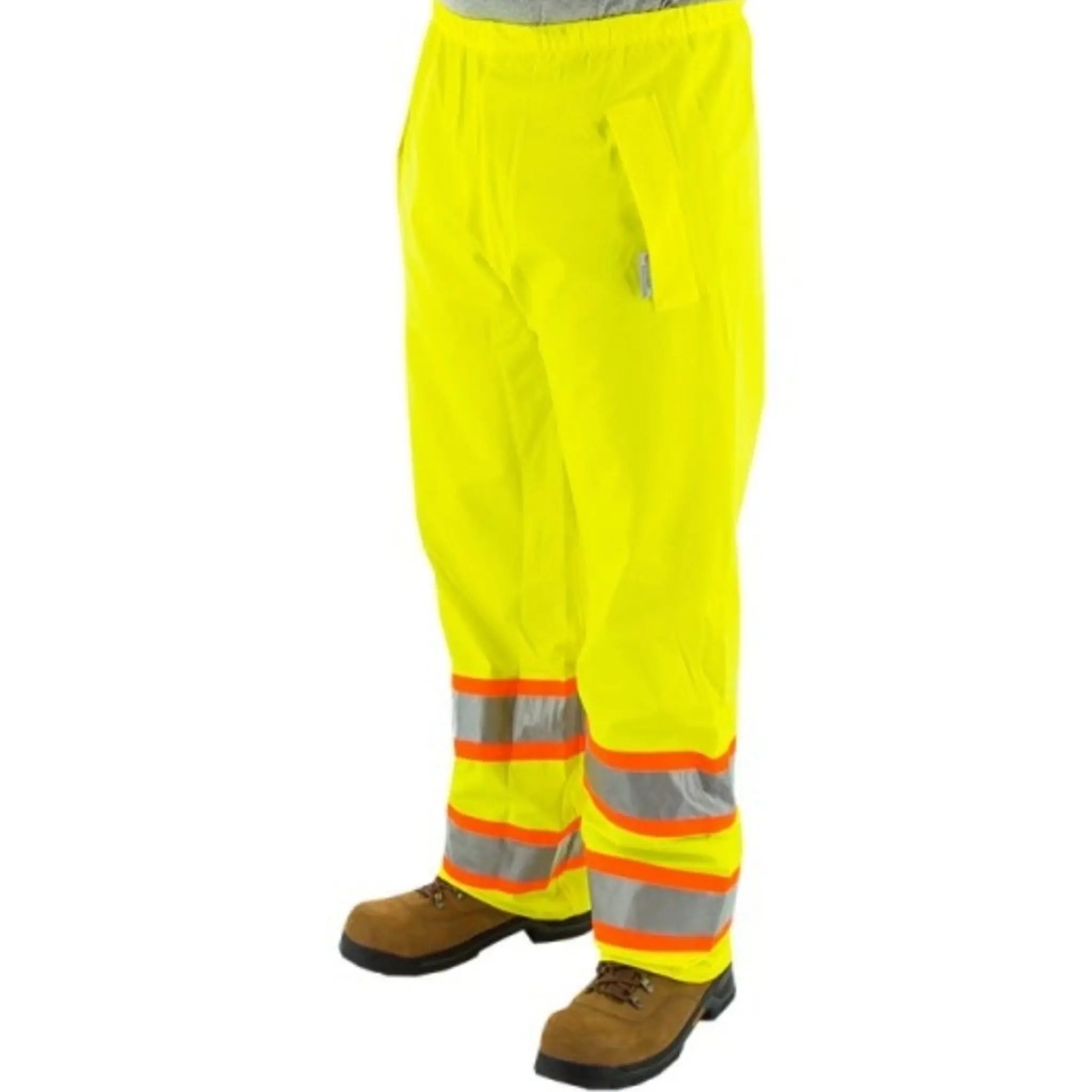 MAJESTIC GLOVE 75-7351 High Visibility Waterproof Rain Waist Pants with DOT Striping, ANSI E, Hiviz Yellow, 1 Each