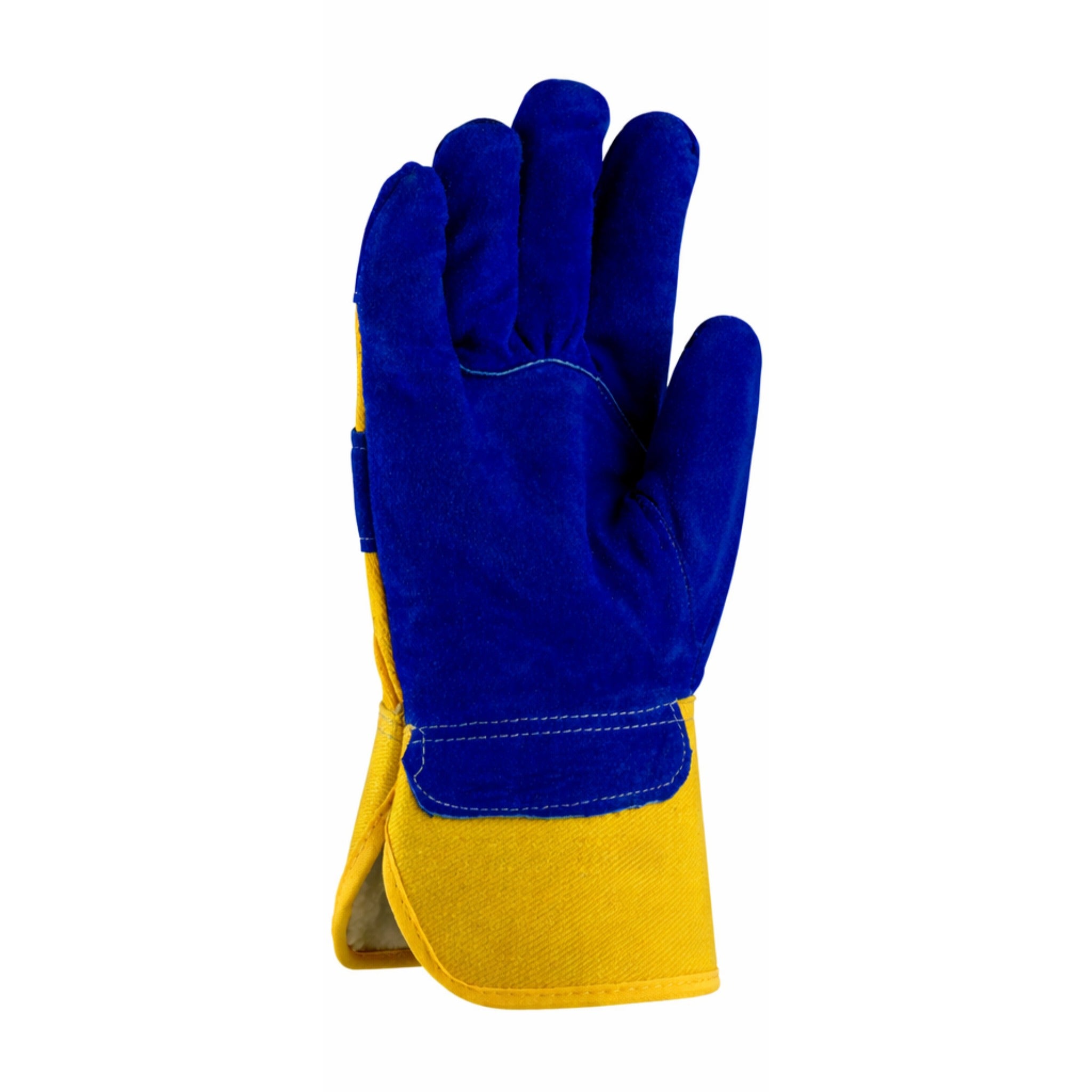 PIP 78-7863B Split Leather Palm with Fabric Back & Fleece Pile Lined Glove - Rubberized Safety Cuff_Front_Image