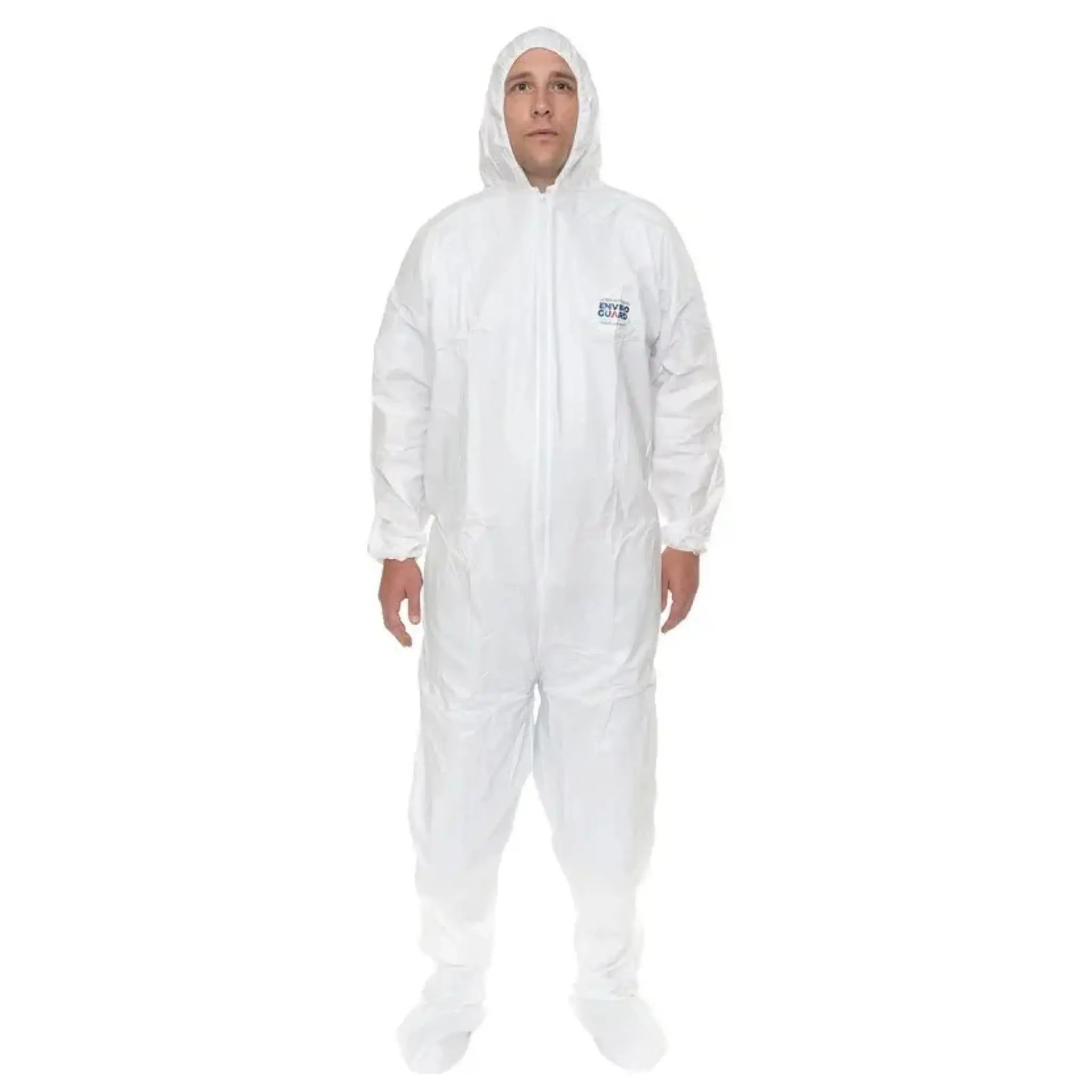 International Enviroguard ValuGuard MP 8119 Lightweight Microporous Coverall with Attached Hood and Boot, Elastic Wrist, White, Case of 25-image-1