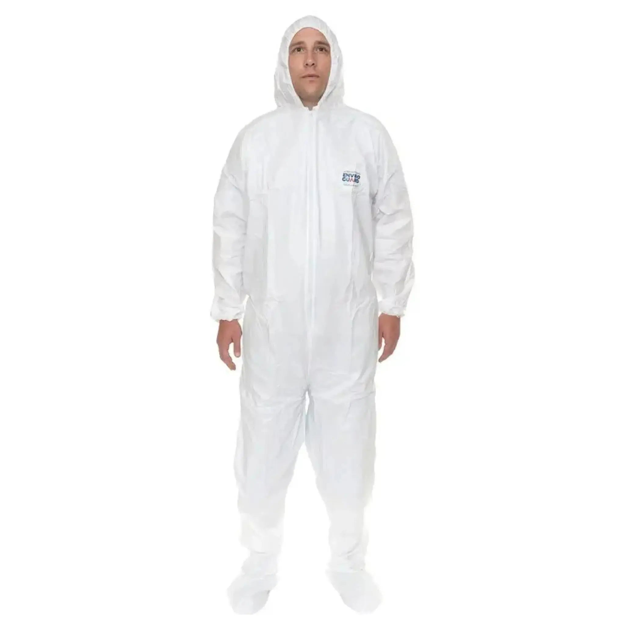 International Enviroguard ValuGuard MP 8119 Lightweight Microporous Coverall with Attached Hood and Boot, Elastic Wrist, White, Case of 25-image-1