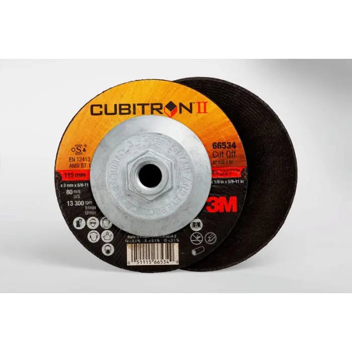 3M™ Cubitron™ II Cut-Off Wheel, 66534, T27 Quick Change, 4.5 in x .125 in x 5/8-11 in, 25 per inner, 50 per case