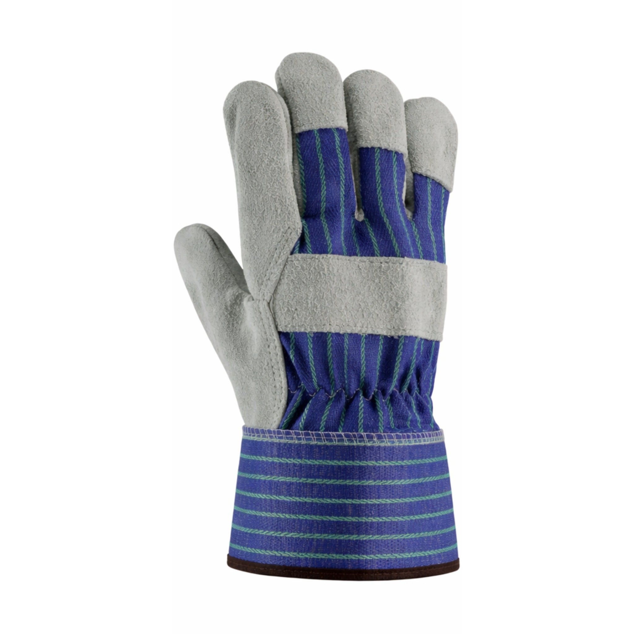 PIP 82-7563 A/B GRade Shoulder Split Leather Palm Fabric Back Glove - Rubberized Safety Cuff_Back_Image