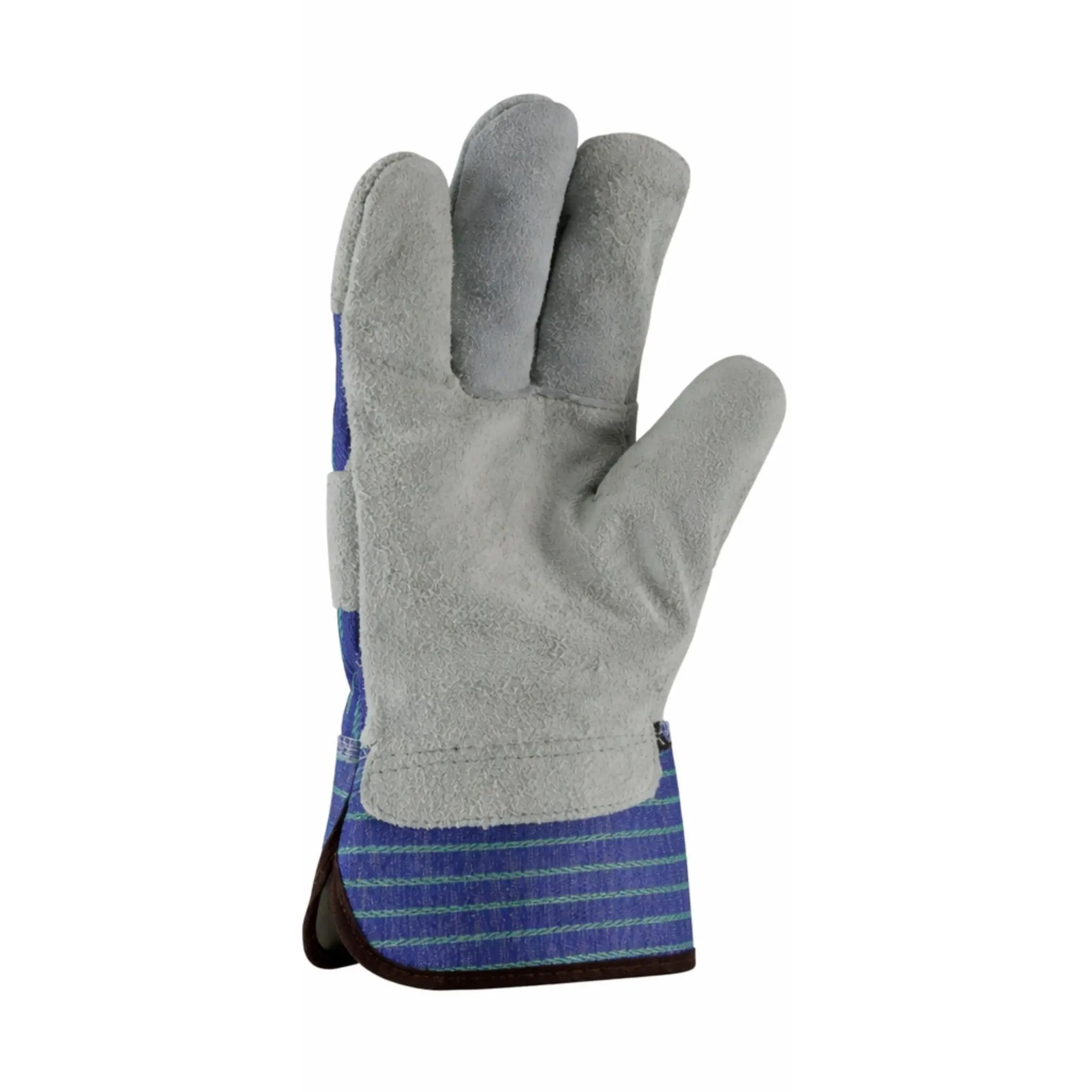 PIP 82-7563 A/B GRade Shoulder Split Leather Palm Fabric Back Glove - Rubberized Safety Cuff_Front_Image