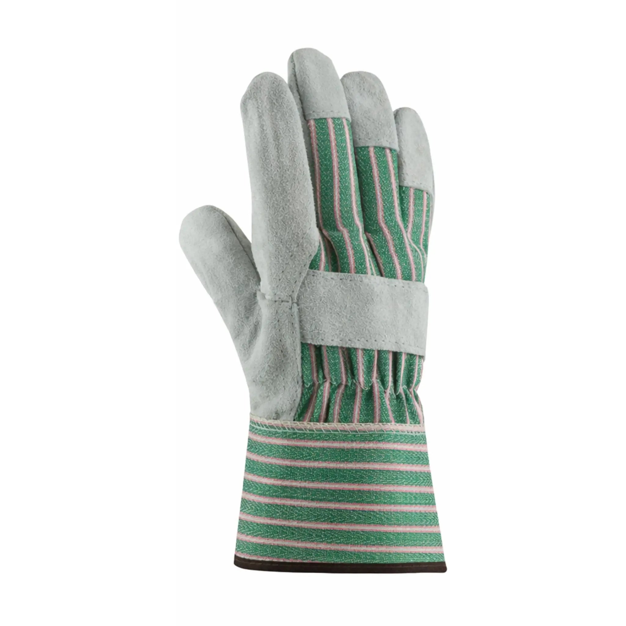 PIP 83-6563 Regular Grade Split Cowhide Leather Palm Glove with Fabric Back and Rubberized Safety Cuff_Back_Image