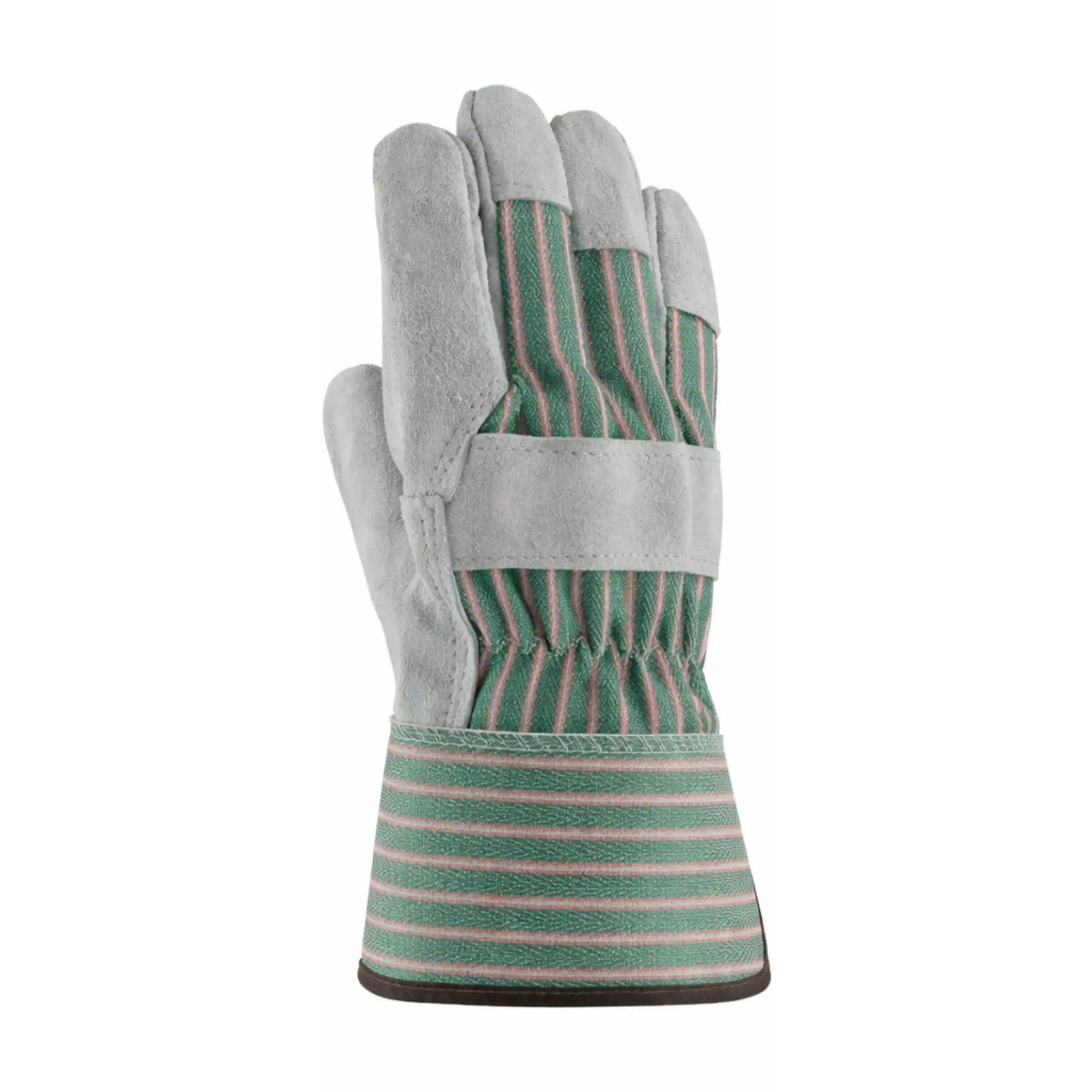 PIP 84-6532/L Economy Grade Split Cowhide Leather Palm Glove with Fabric Back and Rubberized Safety Cuff_Back_Image