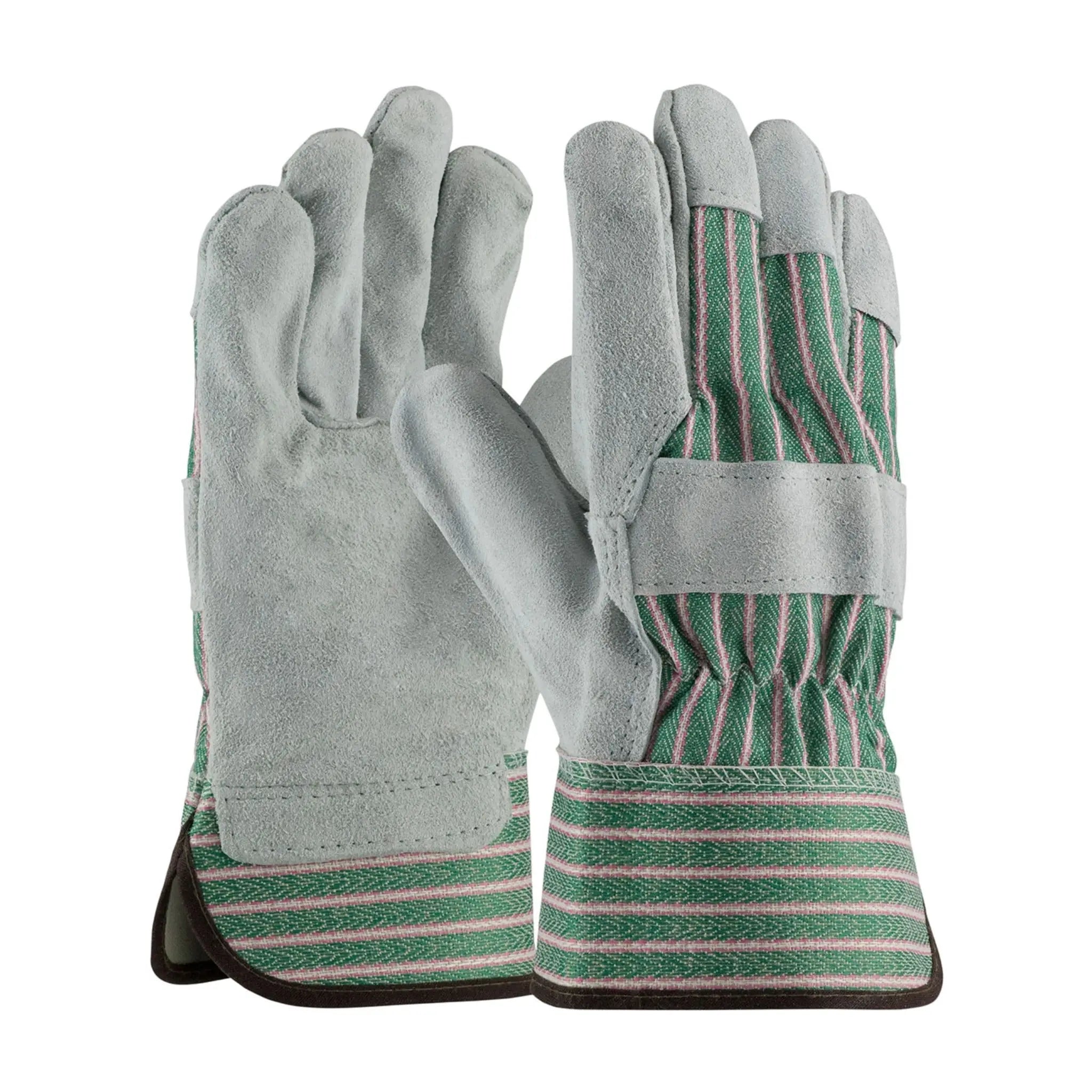 PIP 84-6532/L Economy Grade Split Cowhide Leather Palm Glove with Fabric Back and Rubberized Safety Cuff_Main_Image