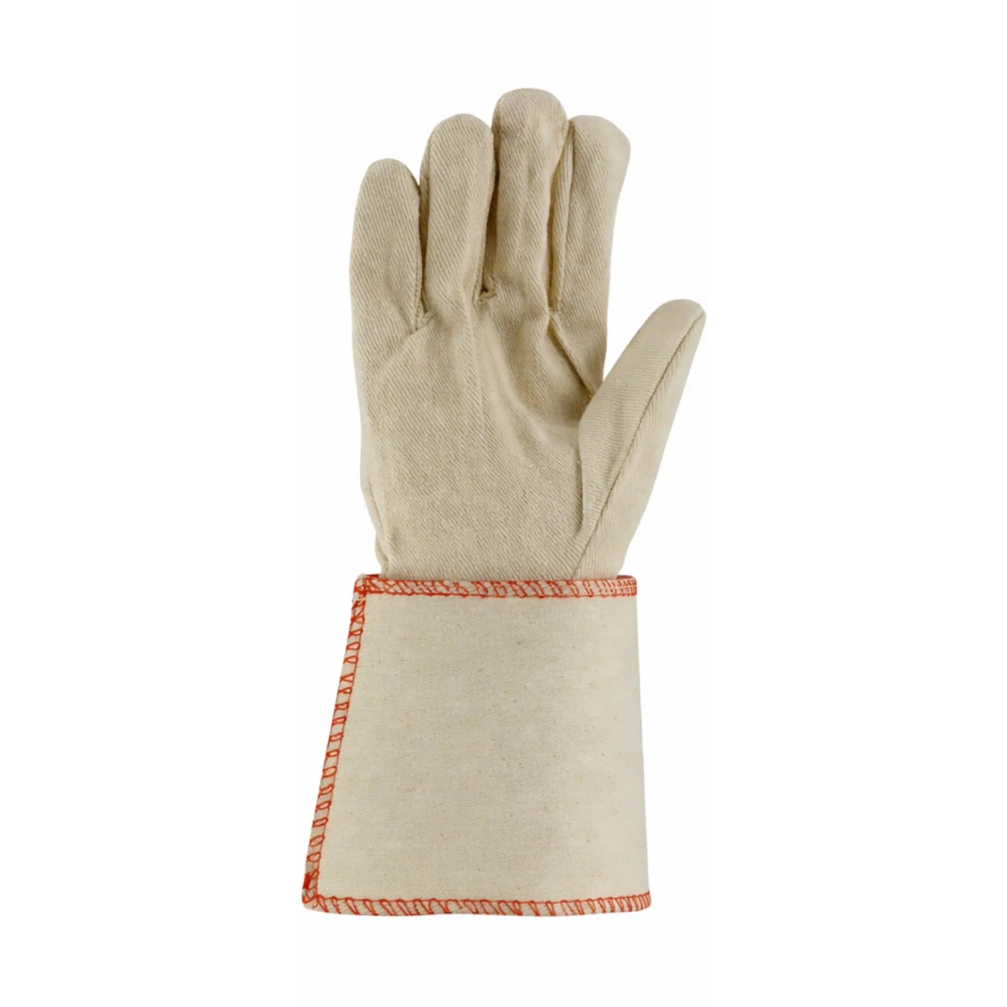 PIP 90-910GA Premium Grade Cotton Canvas Single Palm Glove, Plasticized Gauntlet Cuff_Front_Image