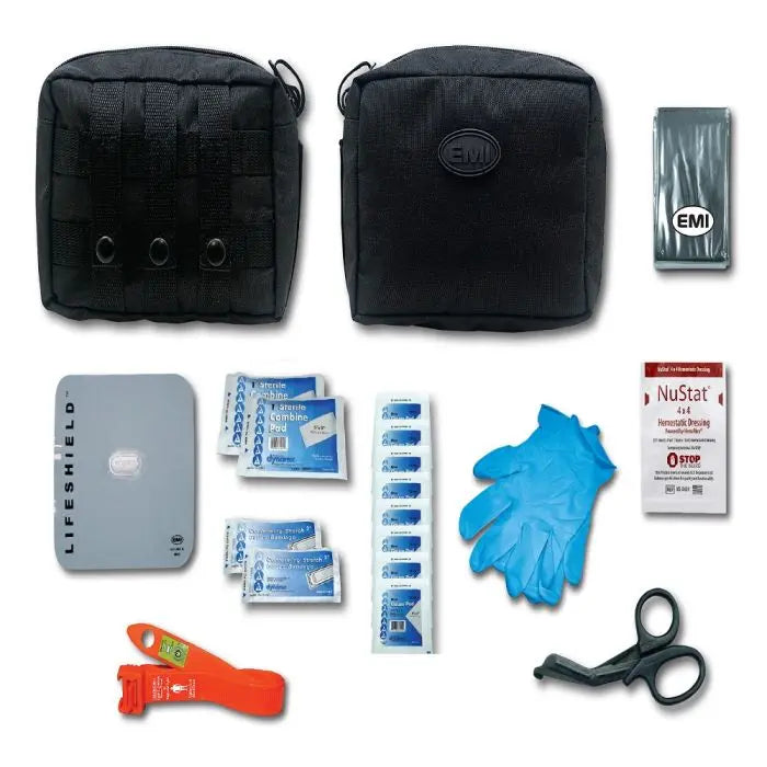 EMI 9136 ETR Standard Active Shooter, Bleed Aid Kit With Orange STAT. Tourniquet And Nu Stat Dressing, Black, One Size, 1 Kit Each