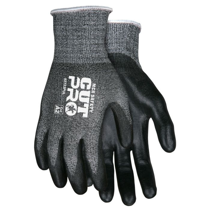 MCR Safety Cut Pro 92723PU 13 Gauge Hypermax Shell, Polyurethane Coated Work Gloves, Black, Box of 12 Pairs