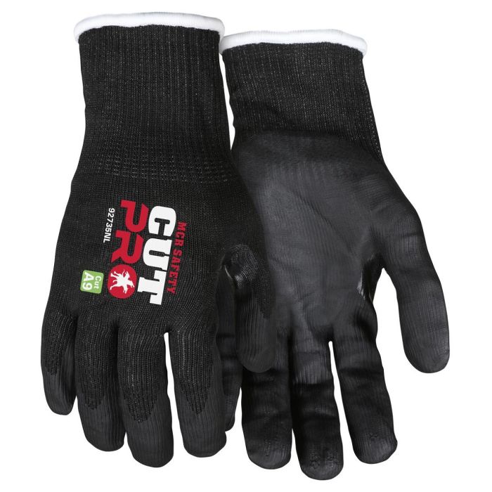 MCR Safety Cut Pro 92735N 15 Gauge Hypermax Shell, Touchscreen Friendly Work Gloves, Black, Box of 12 Pairs