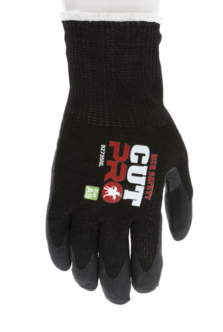MCR Safety Cut Pro 92735N 15 Gauge Hypermax Shell, Touchscreen Friendly Work Gloves, Black, Box of 12 Pairs