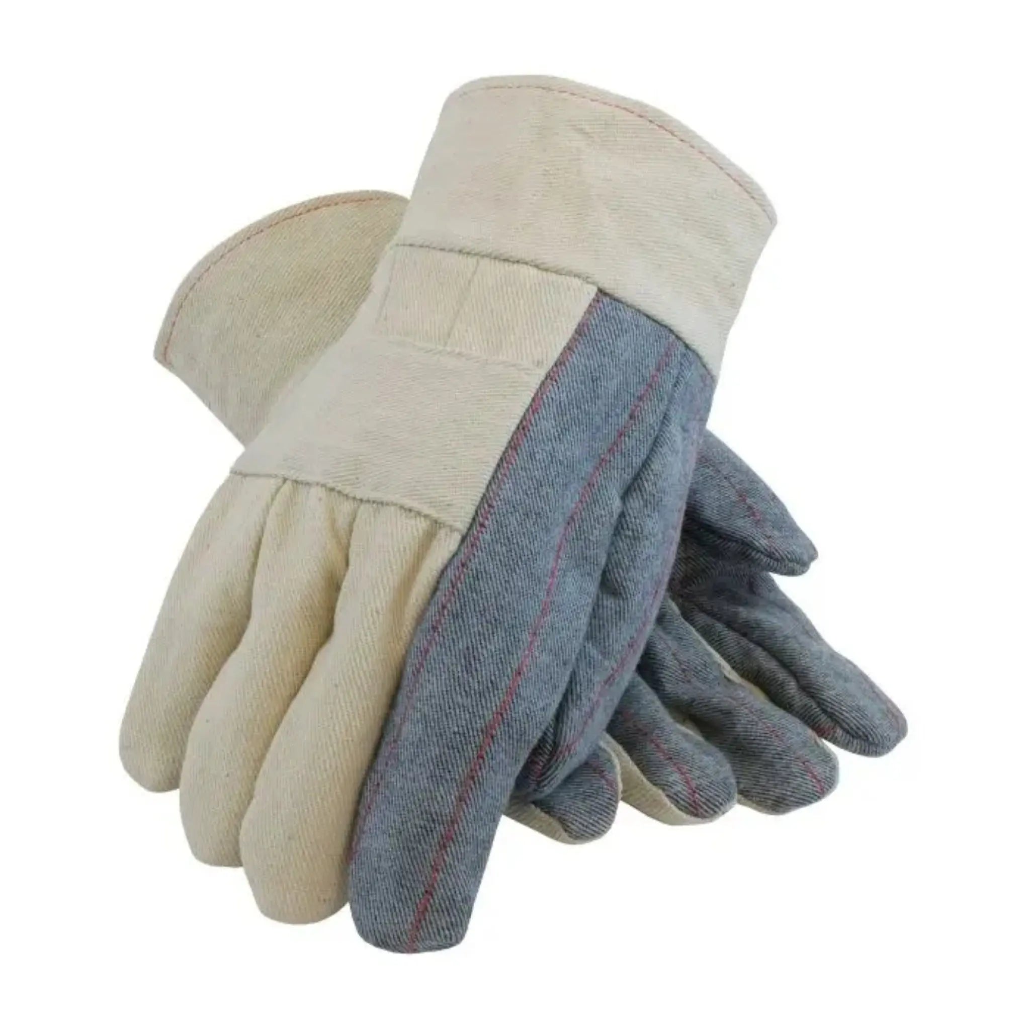 PIP 94-934 Premium Grade Hot Mill Glove with Three-Layers of Cotton Canvas and Denim Palm, Natural, 1 DozenÂ