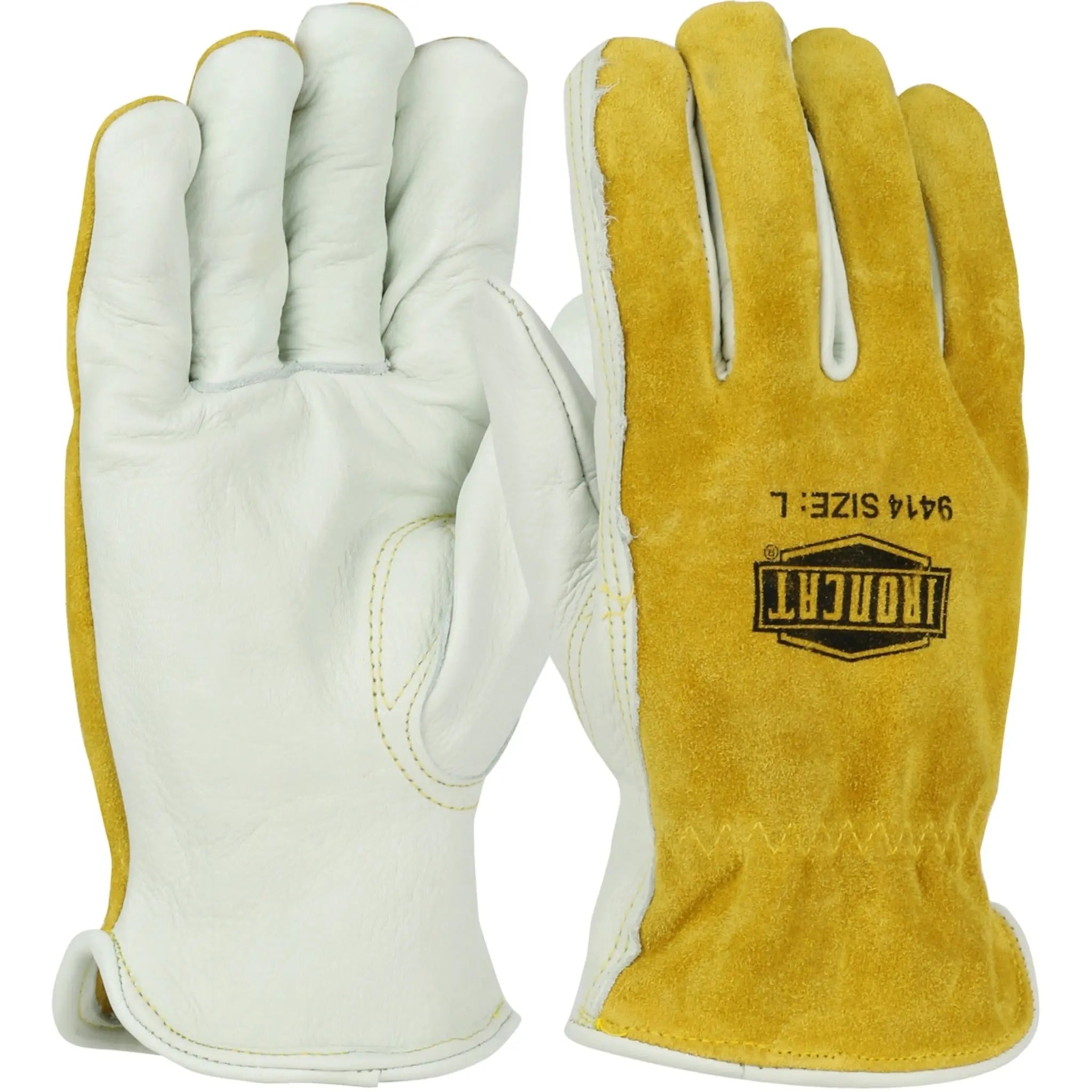 PIP Ironcat 9414 Premium Grade Top Grain Cowhide Leather Drivers Glove with Split Cowhide Back-Main_Image