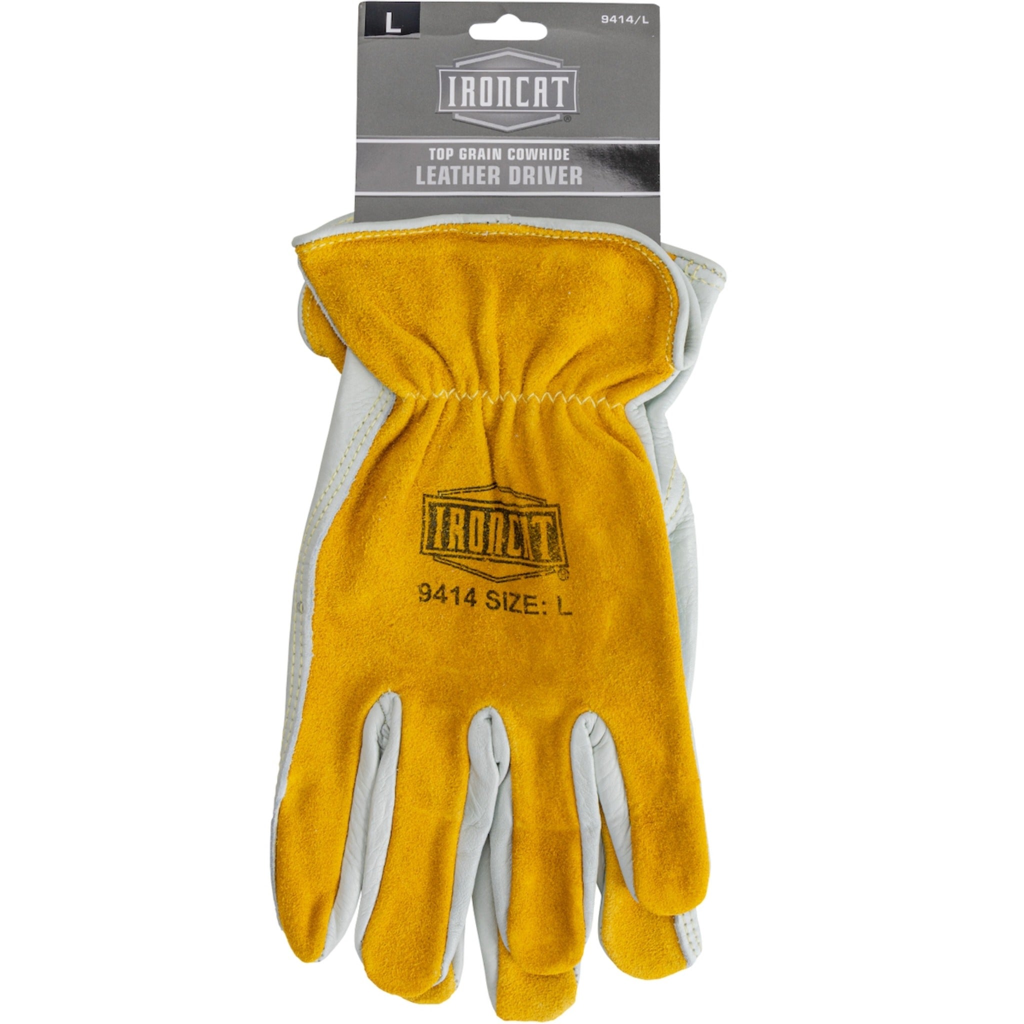 PIP Ironcat 9414 Premium Grade Top Grain Cowhide Leather Drivers Glove with Split Cowhide Back-Tagegd-Back