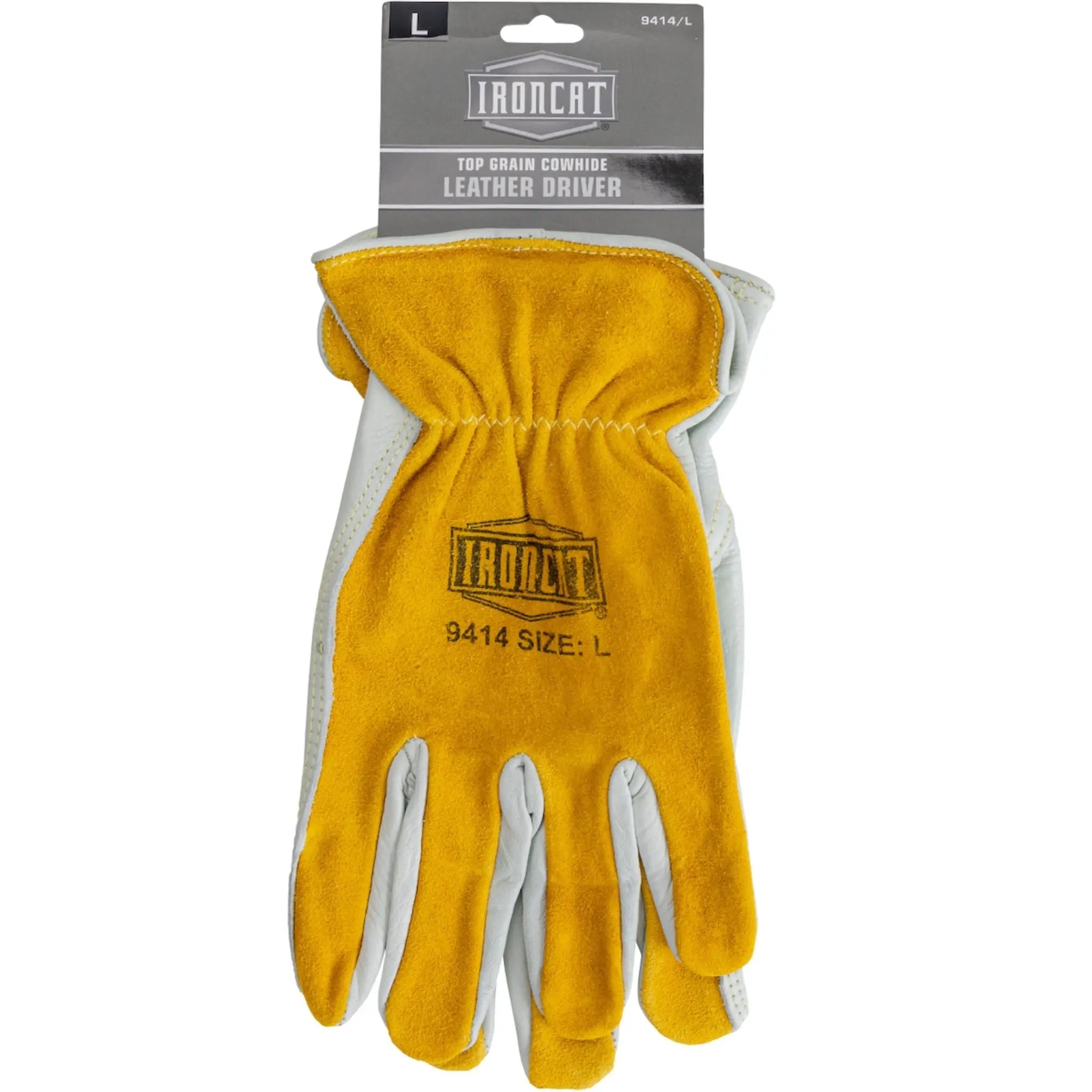 PIP Ironcat 9414 Premium Grade Top Grain Cowhide Leather Drivers Glove with Split Cowhide Back-Tagegd-Back