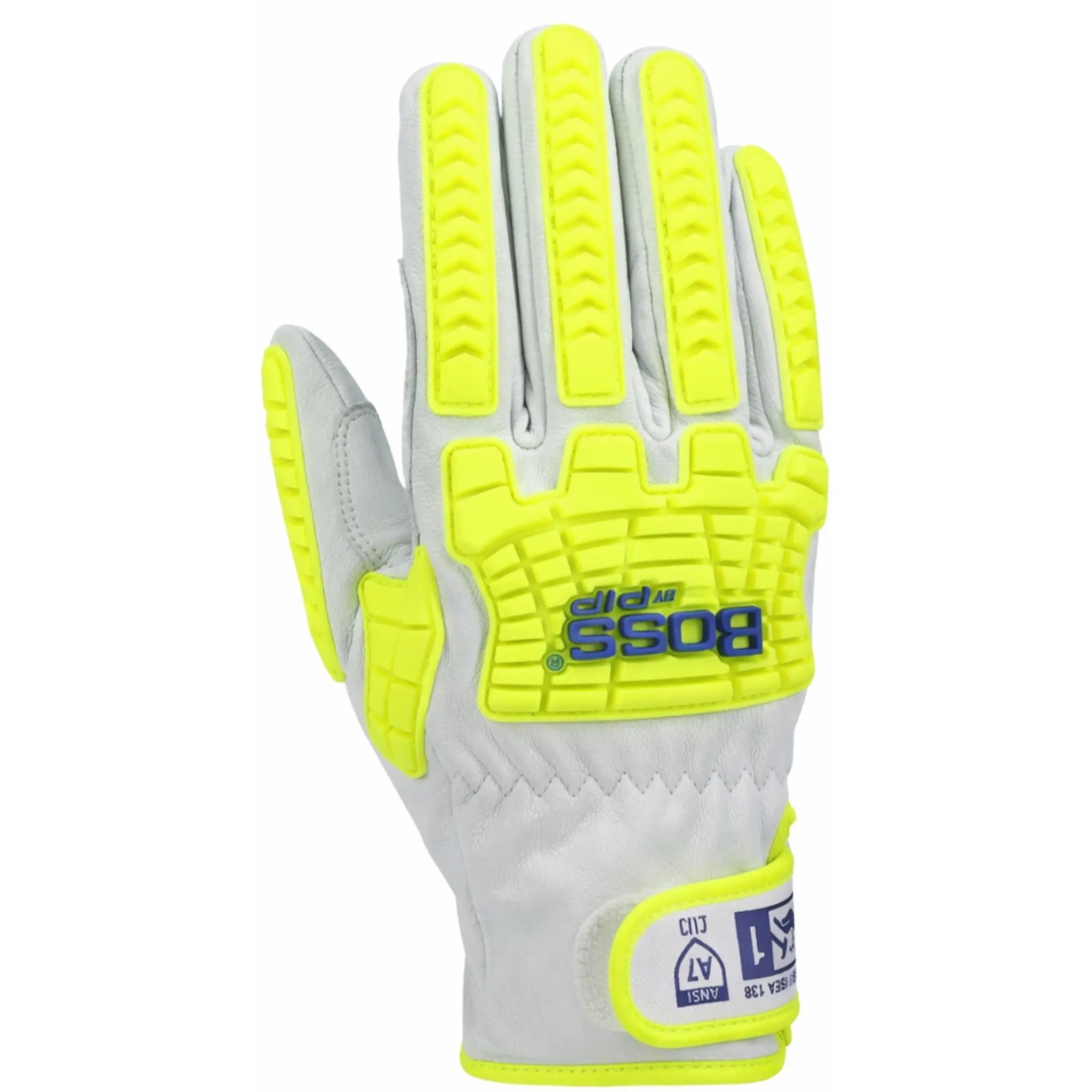 PIP Boss 9916 Top Grain Goatskin Leather Drivers Glove with Hi-Vis Impact Protection and DuPont Kevlar Blend Lining-Back_Image