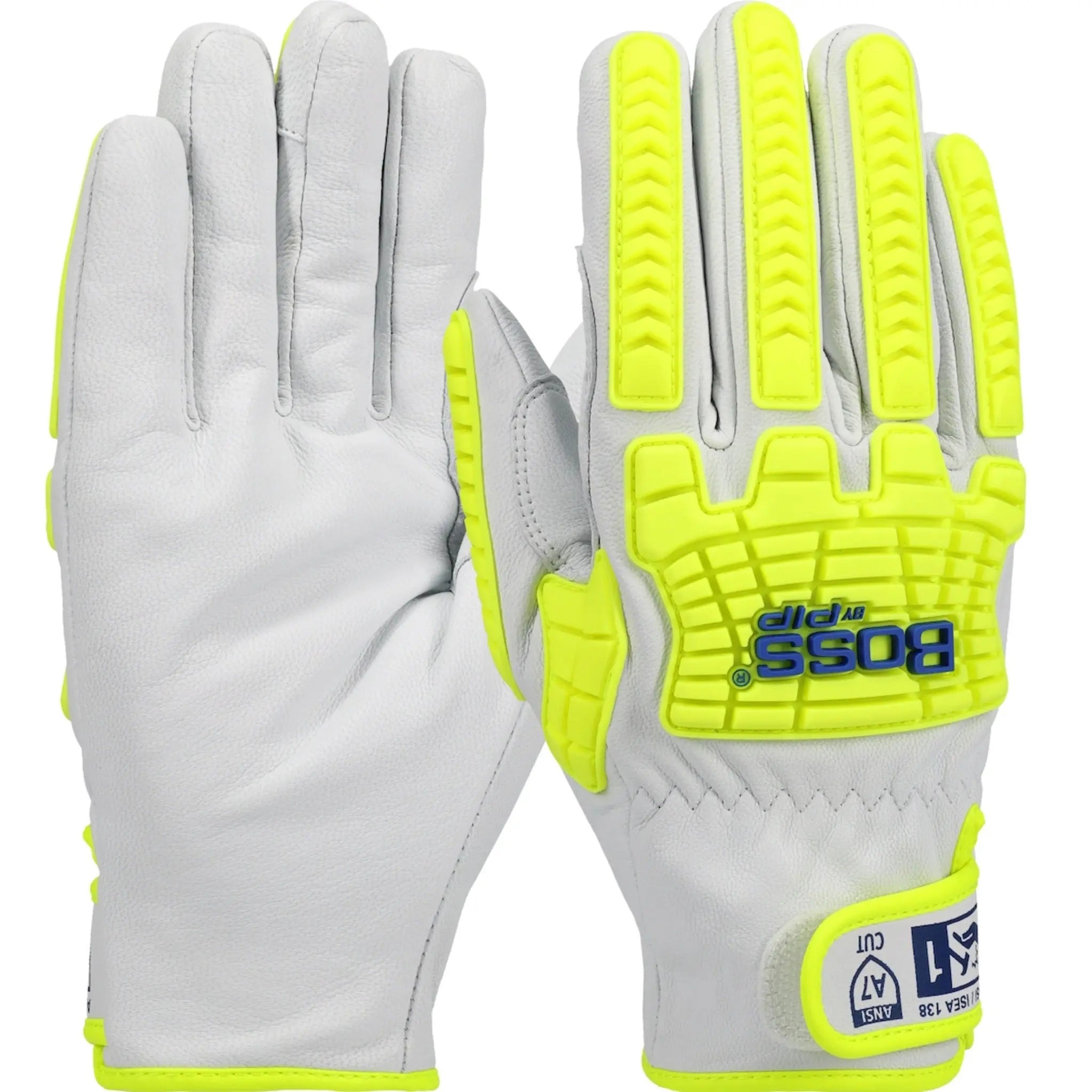 PIP Boss 9916 Top Grain Goatskin Leather Drivers Glove with Hi-Vis Impact Protection and DuPont Kevlar Blend Lining-Main_IMage