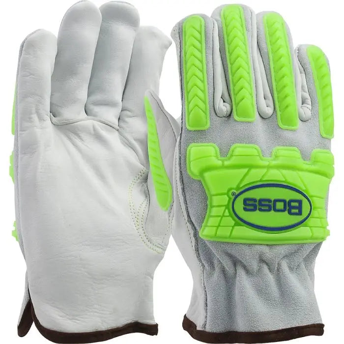 PIP West Chester 997KB Top Grain Leather Drivers Glove with Hi-Vis Impact TPR, Natural, Box of 12