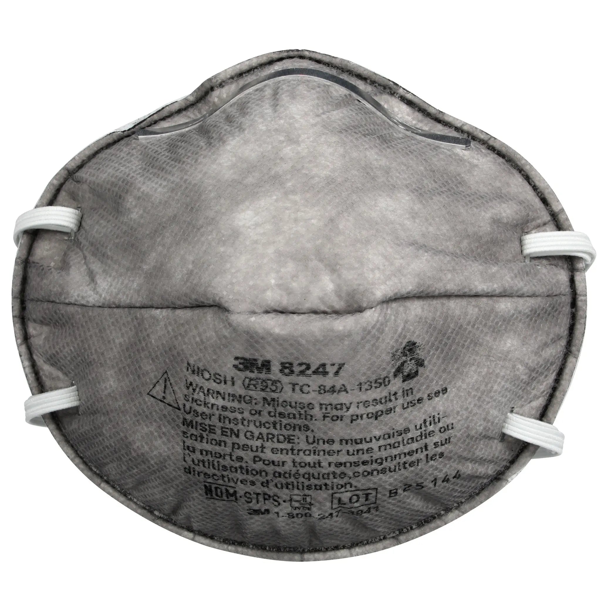 3M 8247 R95 Particulate Respirator with Nuisance Level Organic Vapor Relief, Box of 20, Center