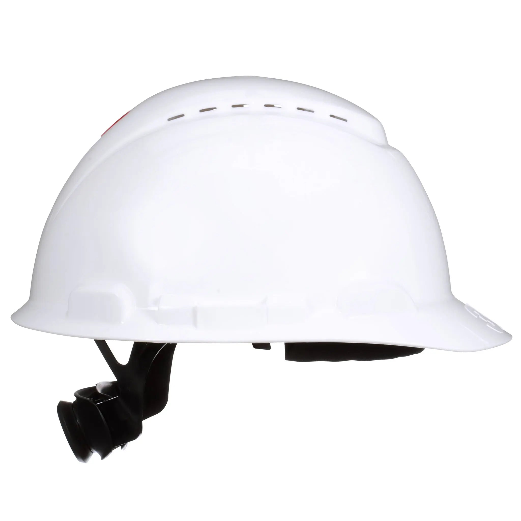 3M SecureFit Hard Hat H-701SFV-UV, White, Vented, 4-Point Pressure Diffusion Ratchet Suspension, with UVicator, 1 Each, Side View