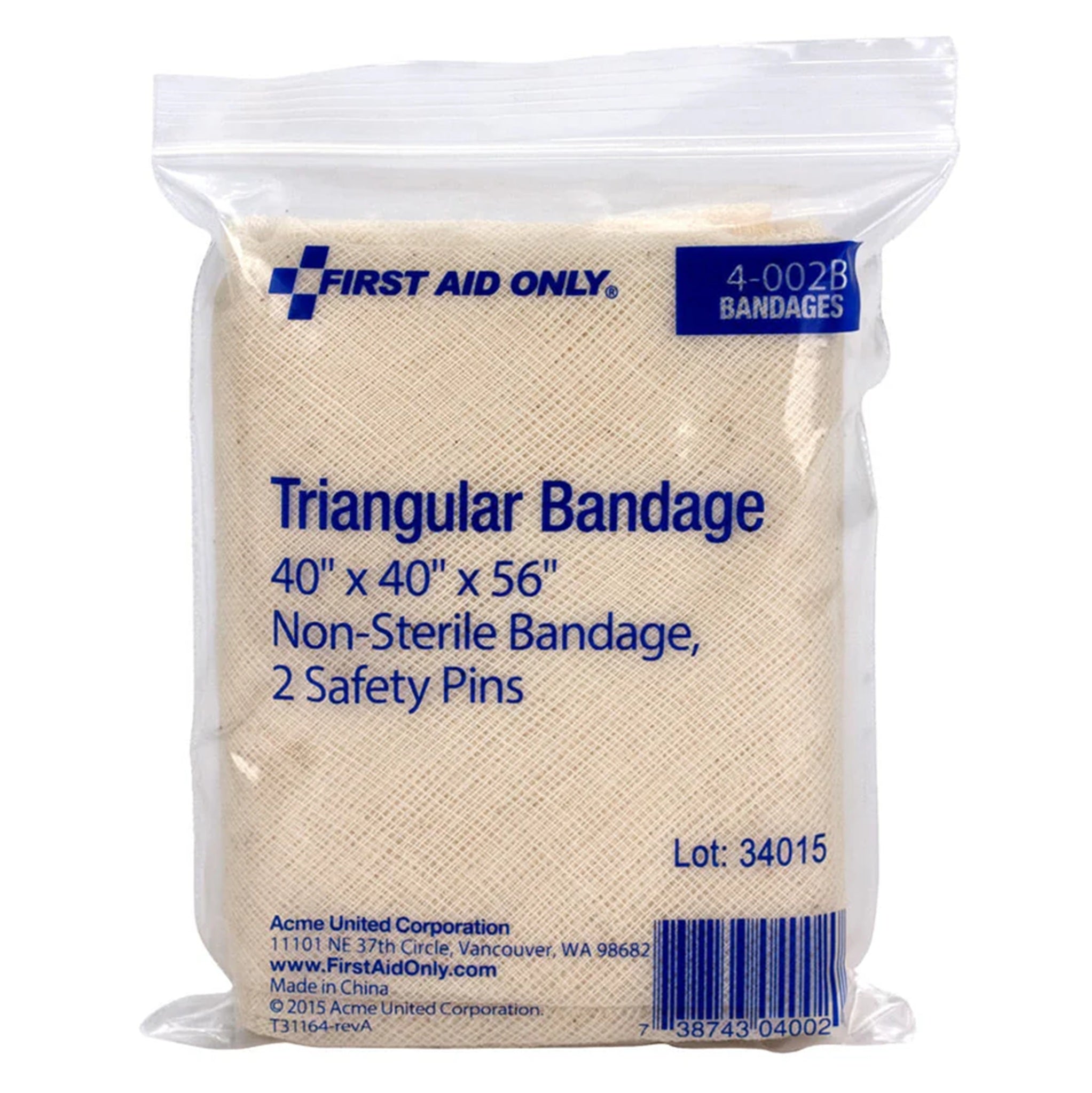 Acme United Corporation First Aid Only 4-002B Bandage, 40" x 40" x 56", Bag of 1