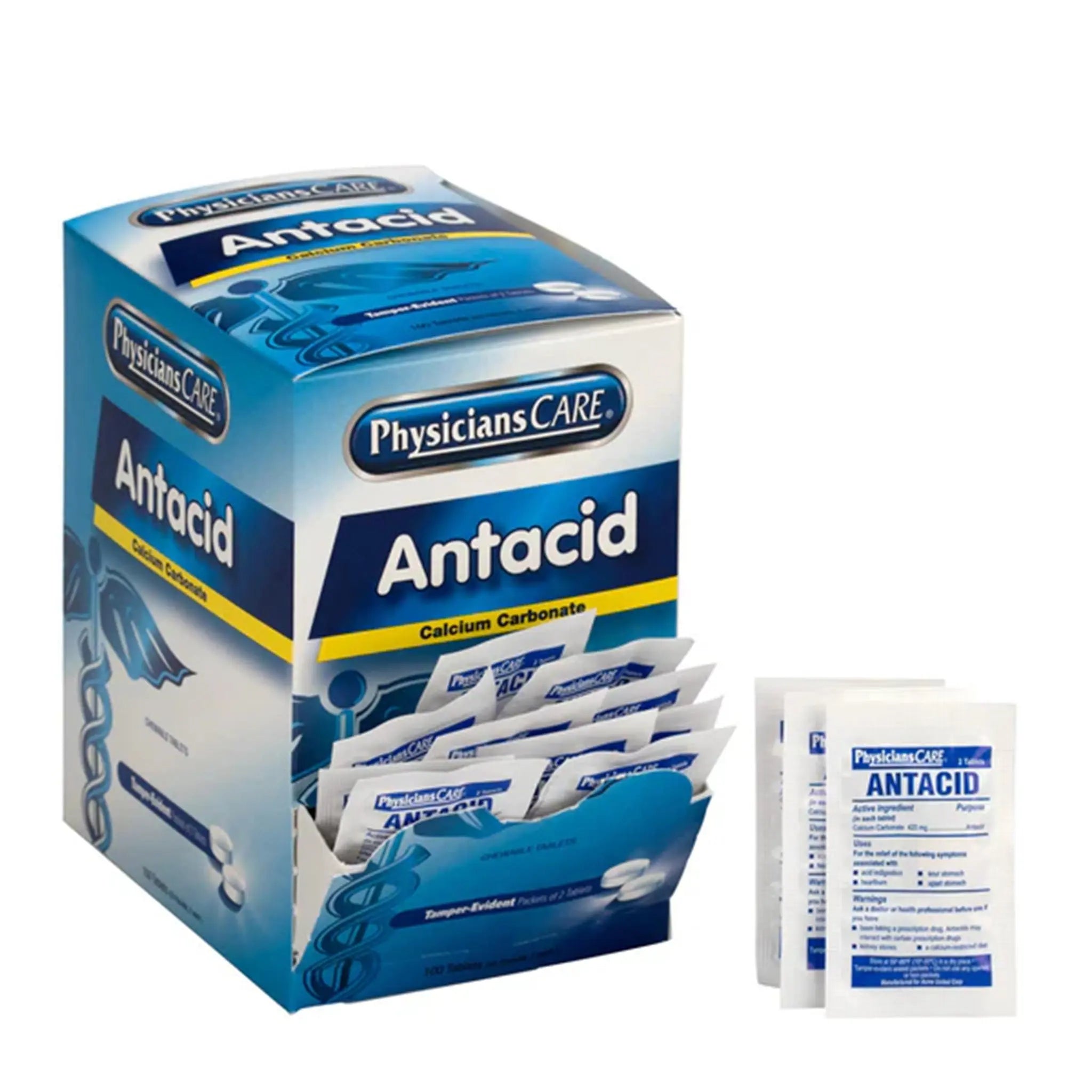 Acme United Corporation PhysiciansCare 90089 Antacid Indigestion Tablets, 420 mg, Pack of 2, Box of 50 Packs