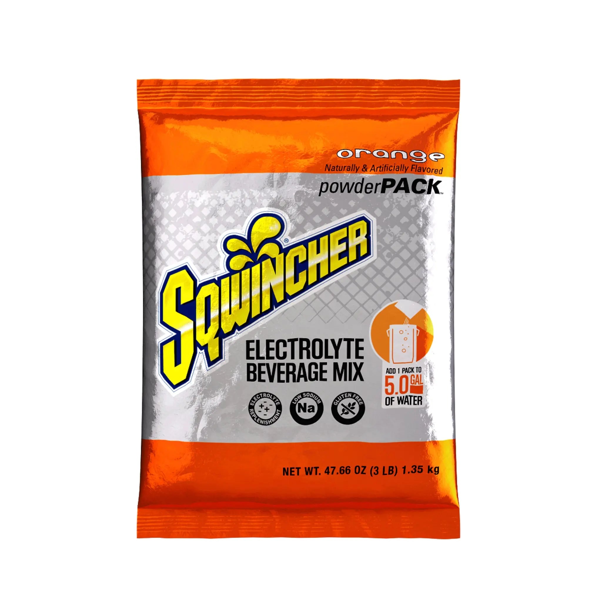 Sqwincher 159016404 Powder Pack Bag Electrolyte Drink, Orange Flavor, Main Image