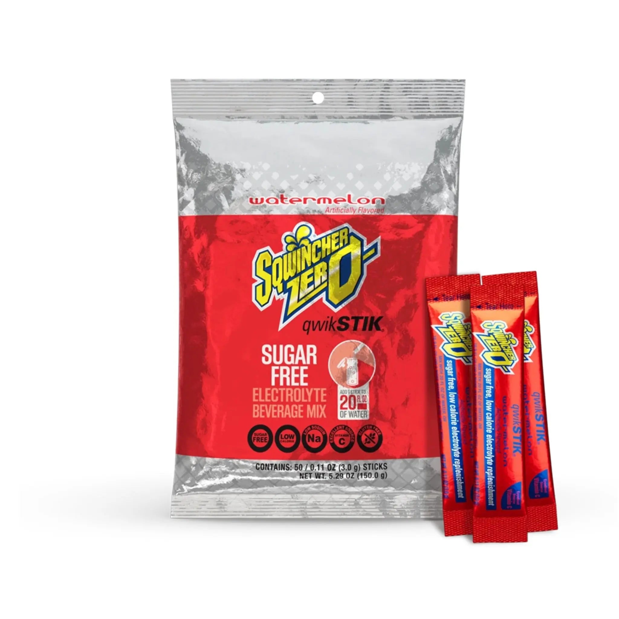 Sqwincher Qwik Stik ZERO 159060102 Sugar Free,Electrolyte Drink, Watermelon Flavor