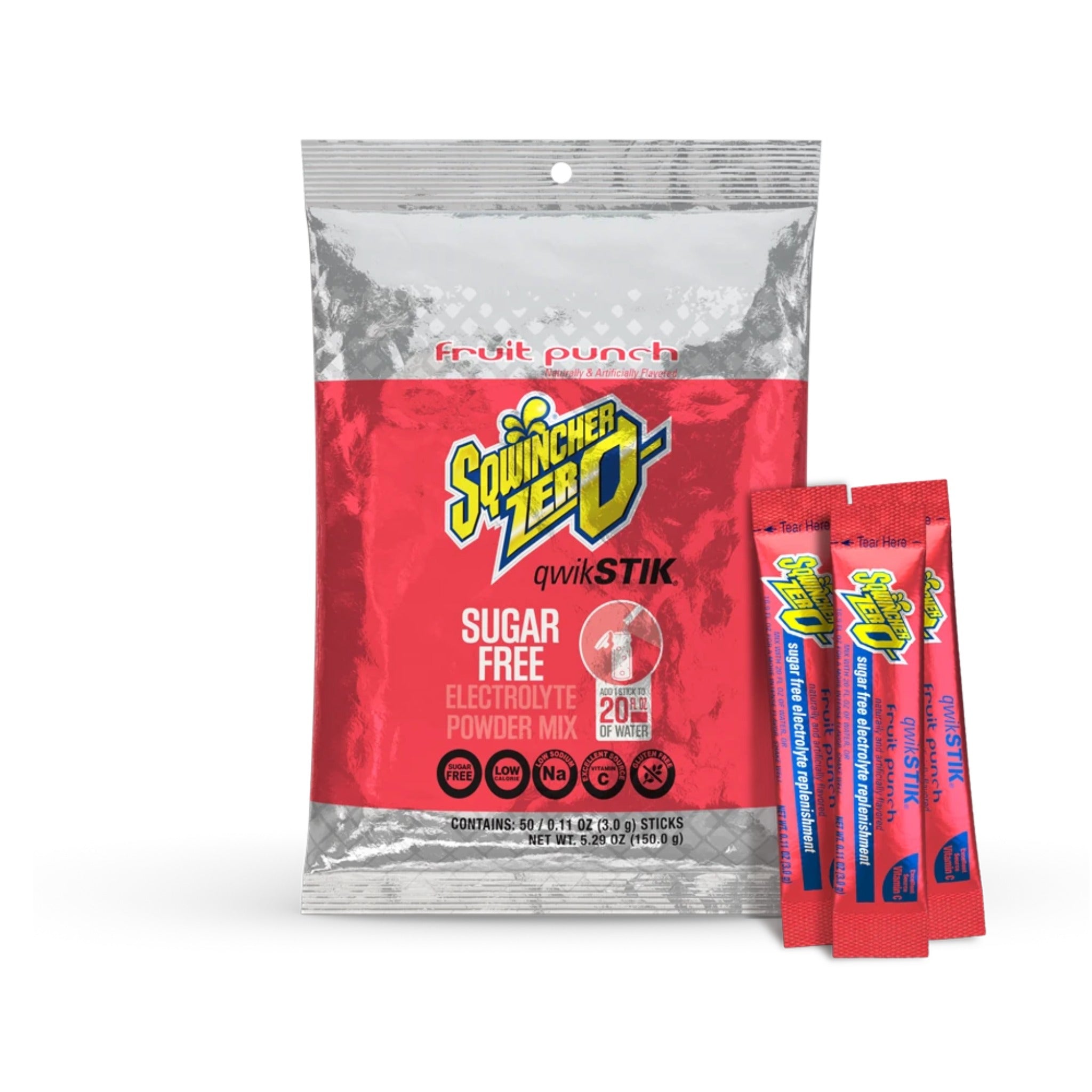 Sqwincher Qwik Stik ZERO 159060102 Sugar Free,Electrolyte Drink, Fruit Punch Flavor